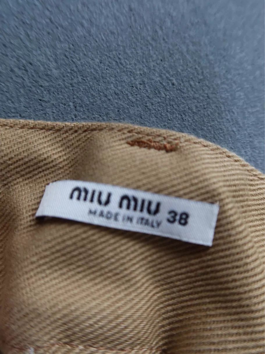 Miu Miu MIU MIU SS22 Khaki Twill Adjustable Logo Short Women's Size 26" / US 2 / IT 38 - 3 Thumbnail