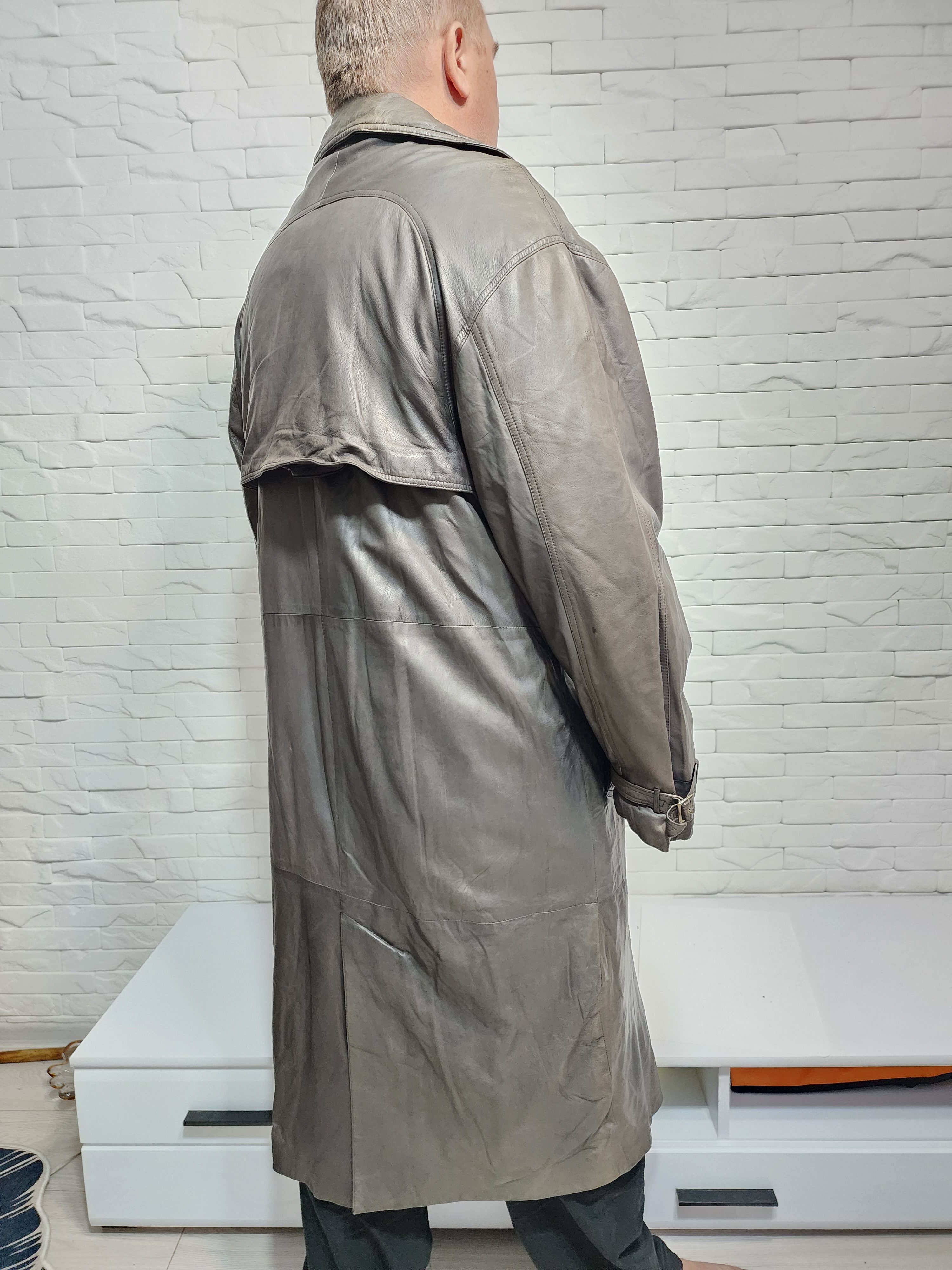 Designer Brown Genuine Leather Men's Long Coat Size US XL / EU 56 / 4 - 6 Thumbnail
