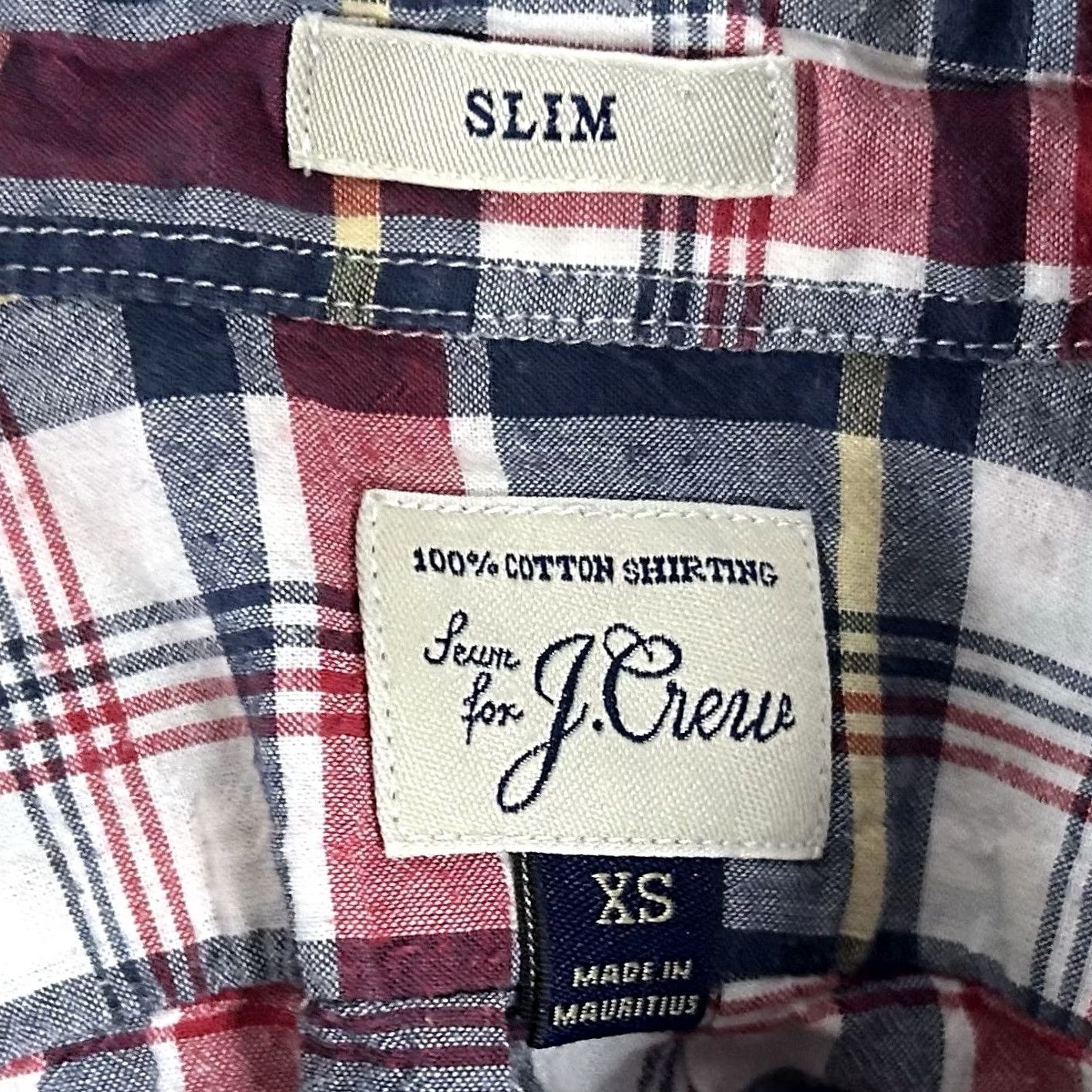 J.Crew J.CREW XS Slim Fit Shirt Red White Blue Plaid 100% Cotton Casual Button Down Mens Size US XS / EU 42 / 0 - 3 Thumbnail