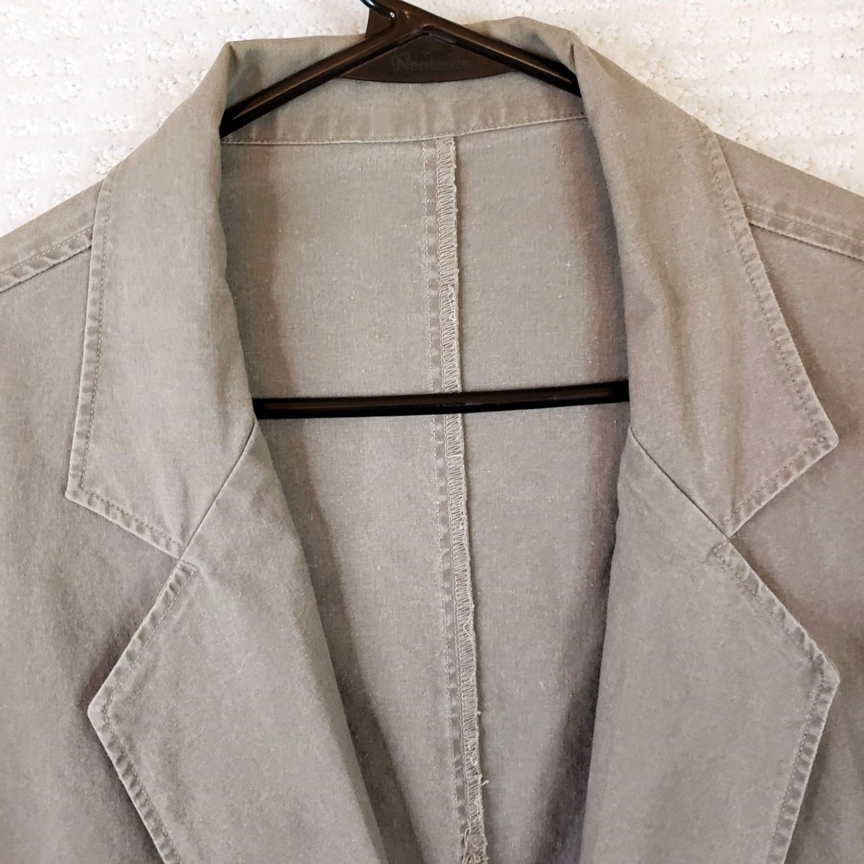 Vintage L.L. Bean Blazer Sport Coat Khaki Unlined 2 Button Front 44L Long Mens Cadet Regular Cotton Twill Jacket Size 44R - 4 Thumbnail