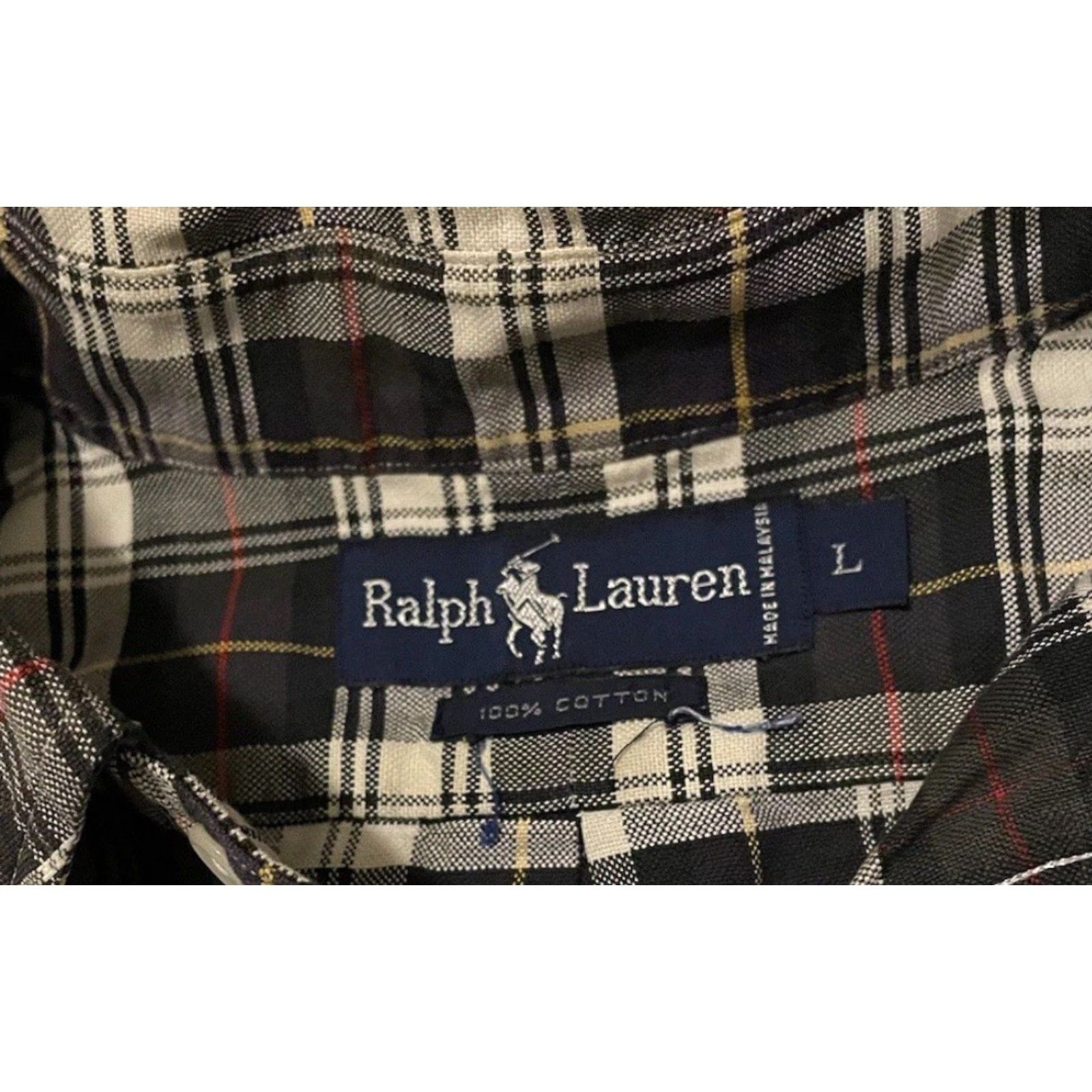 Polo Ralph Lauren VINTAGE Polo Ralph Lauren Plaid Button-Up Shirt L Navy Blue Striped Nautical Sailing 90s USA Mens Polo Ralph Lauren Big Pony Shirt Size US L / EU 52-54 / 3 - 5 Thumbnail