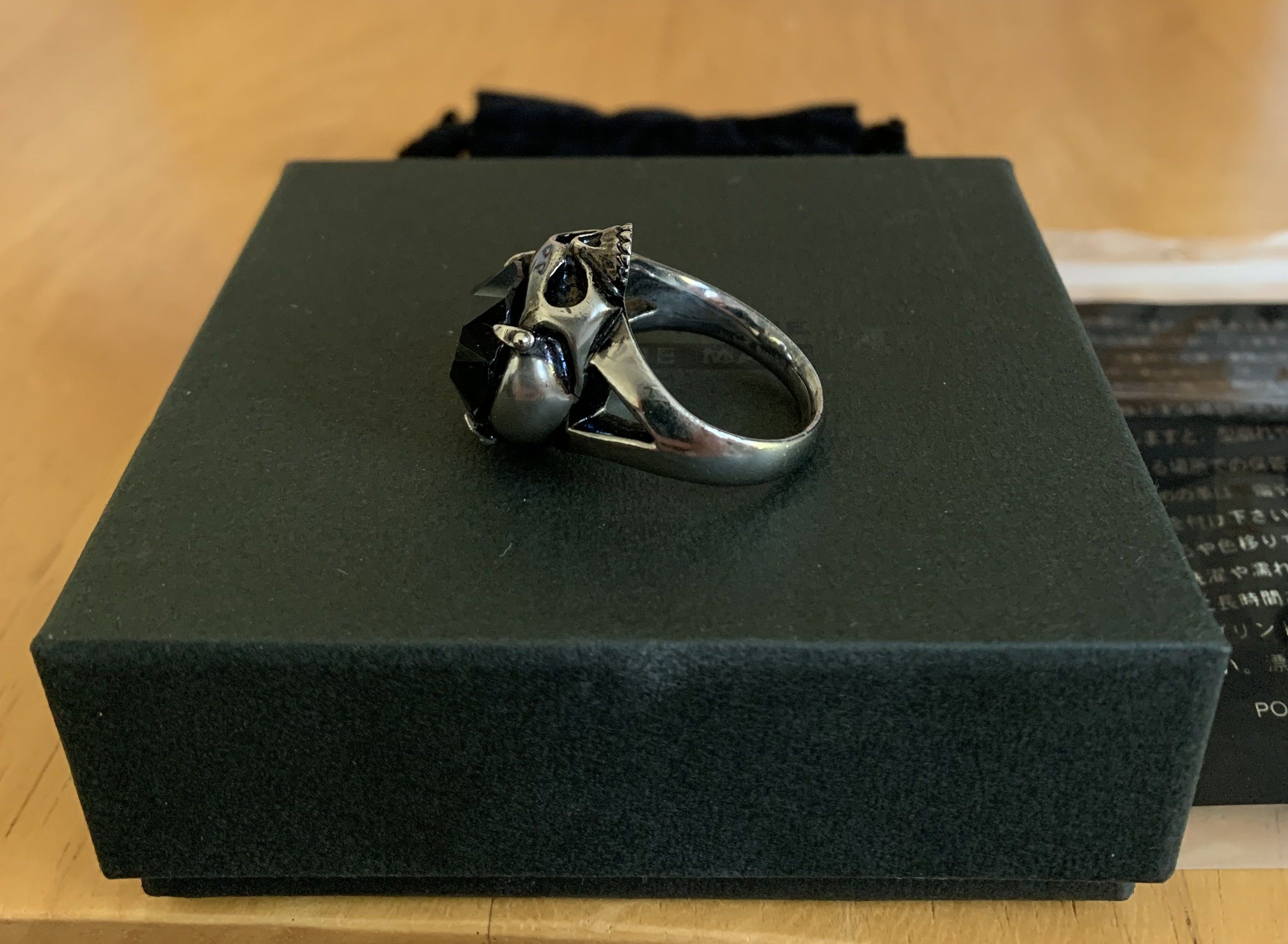Jam Home Made × Number (N)ine SS03 Black Diamond Silver Skull Ring Size ONE SIZE - 6 Thumbnail