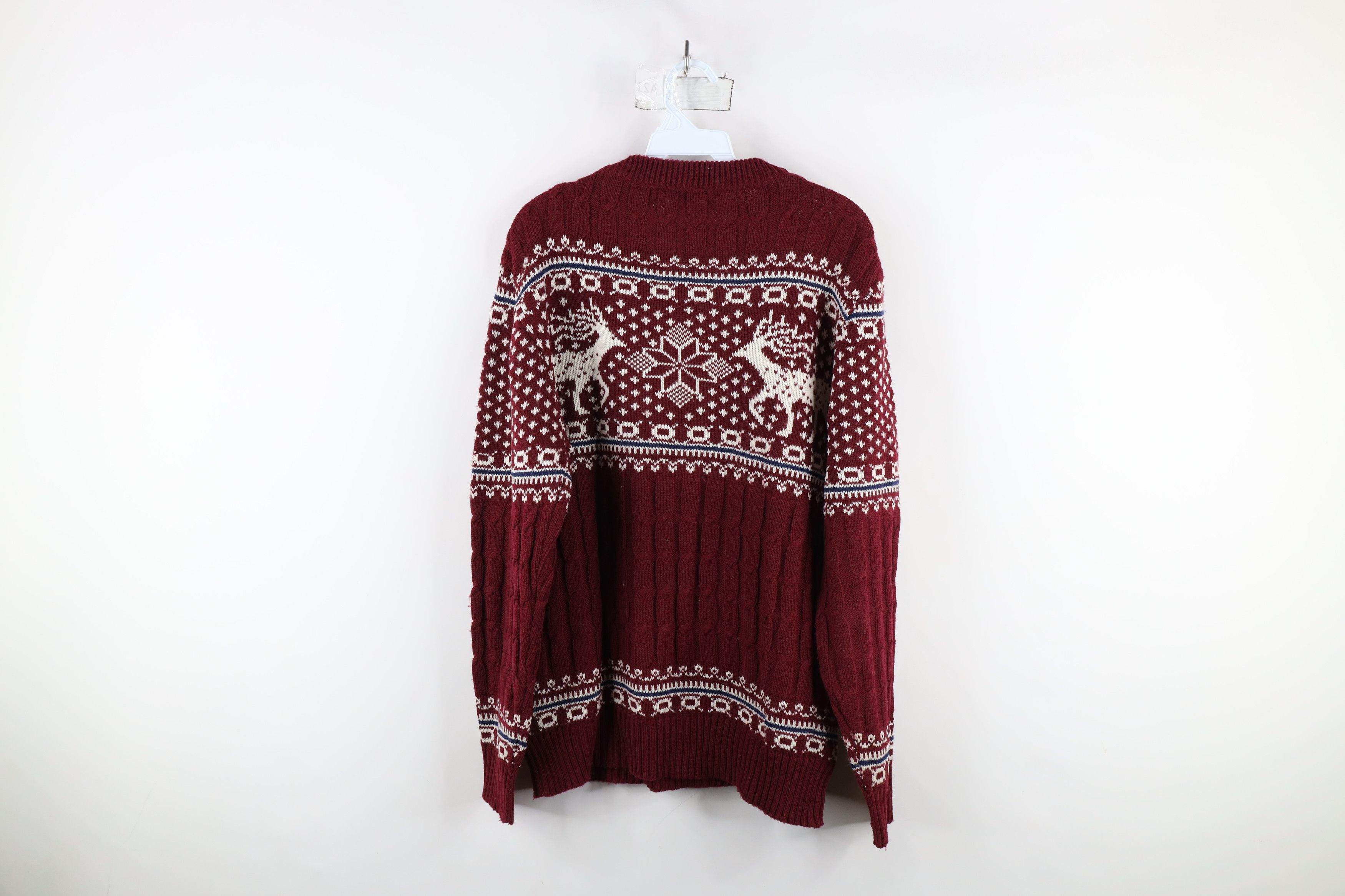 Vintage Vintage 70s Streetwear Fair Isle Reindeer Cable Knit Sweater Size US M / EU 48-50 / 2 - 11 Thumbnail