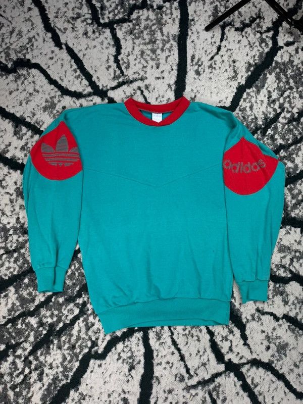 Adidas Vintage Adidas crewneck sweatshirt green red logo S Size US S / EU 44-46 / 1 - 1 Thumbnail