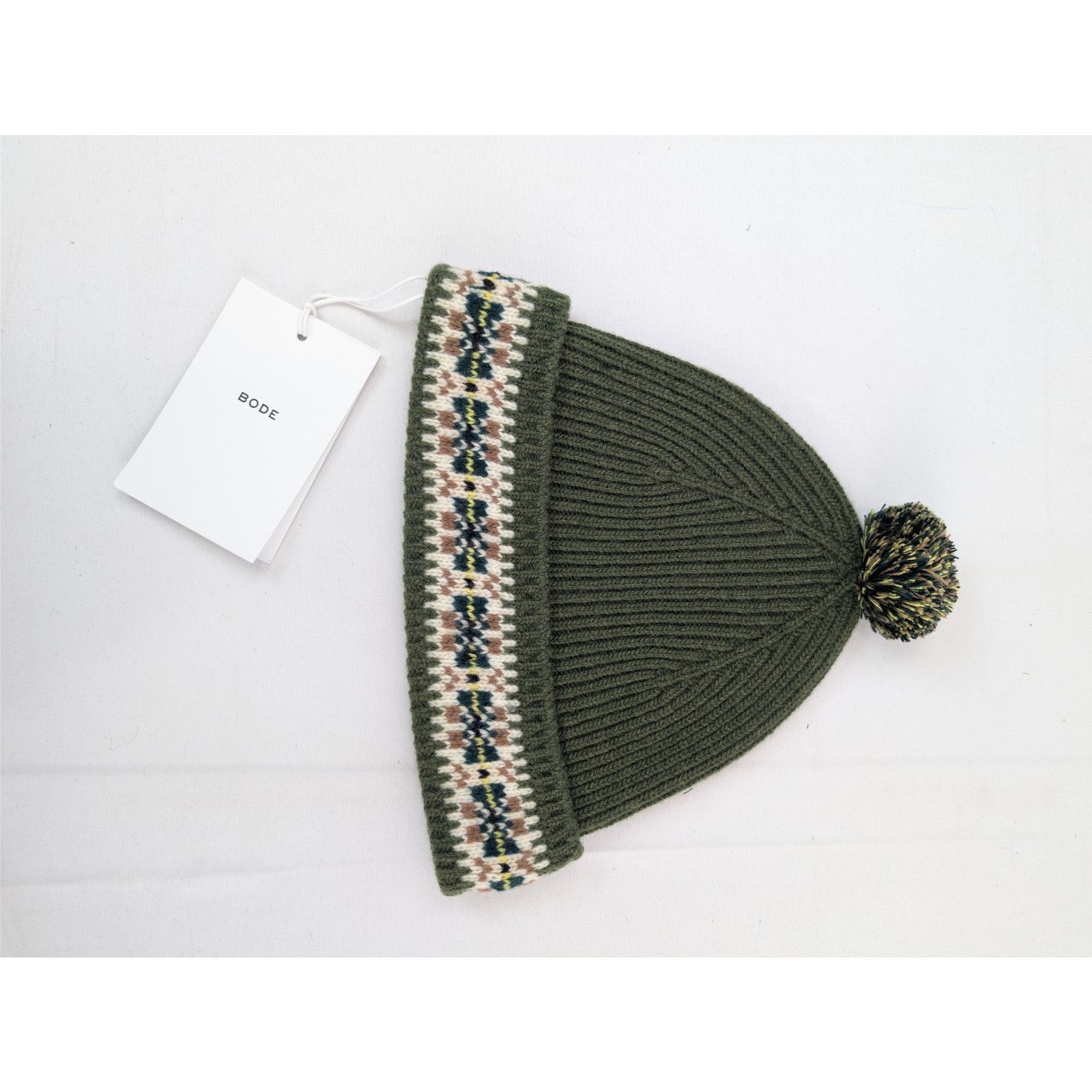 Bode o1rshd1 Size: OS / 100% Virgin Wool Beanie Cap / Hat Green Size ONE SIZE - 2 Thumbnail