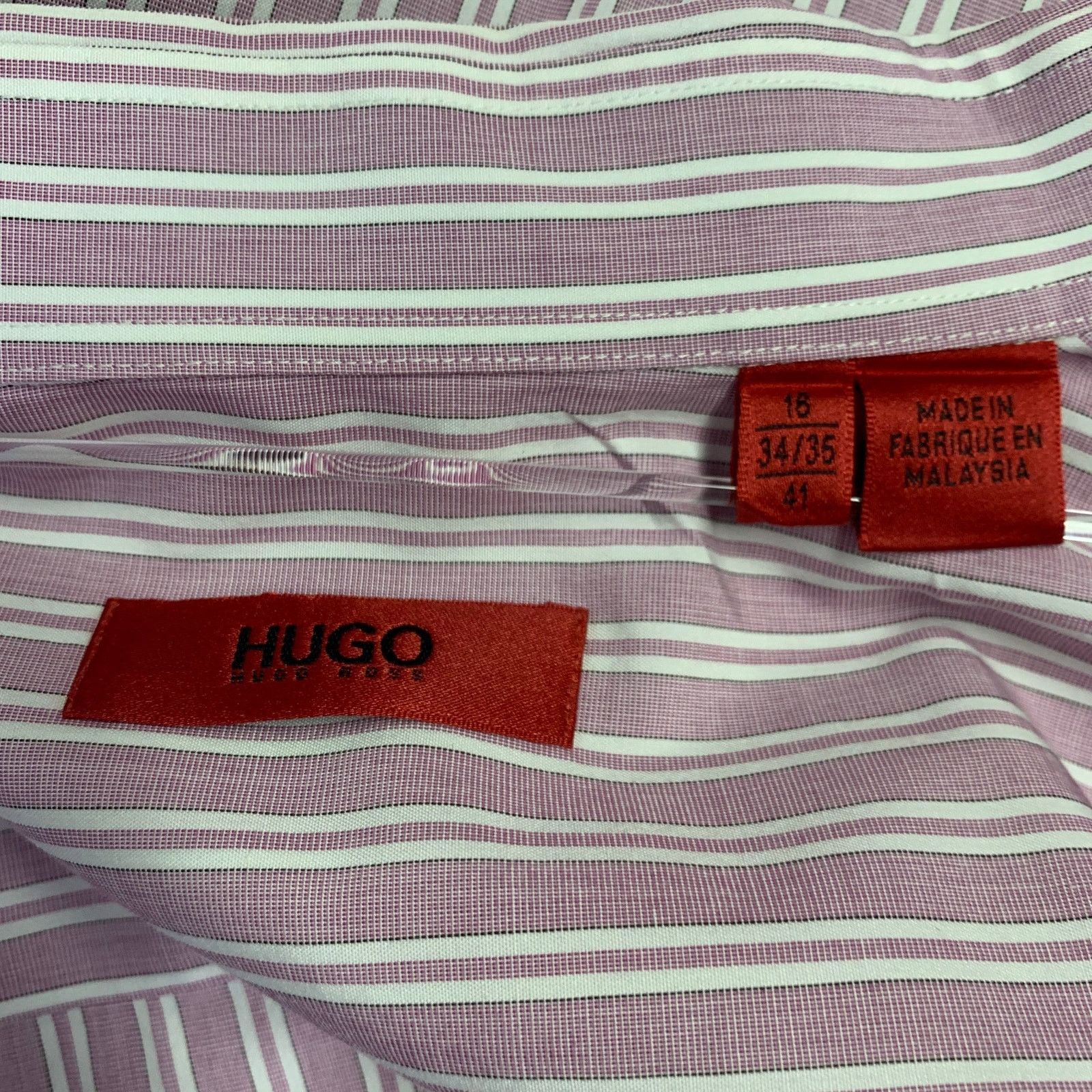 Hugo Boss Size L Purple White Stripe Cotton Long Sleeve Shirt Size US L / EU 52-54 / 3 - 4 Thumbnail