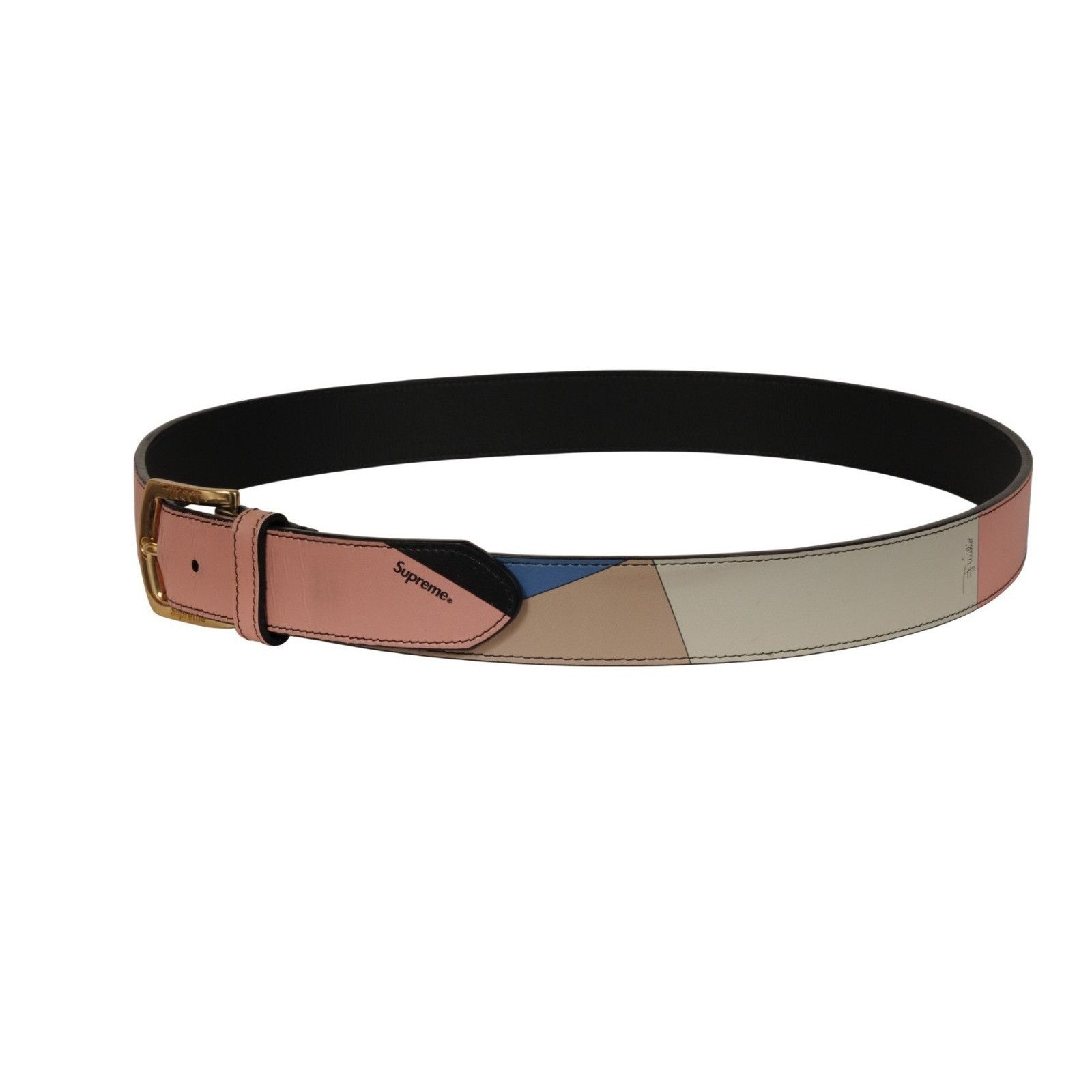 Supreme Emilio Pucci Supreme Logo Leather Belt Dusty Pink Blue Tan Size ONE SIZE - 13 Thumbnail