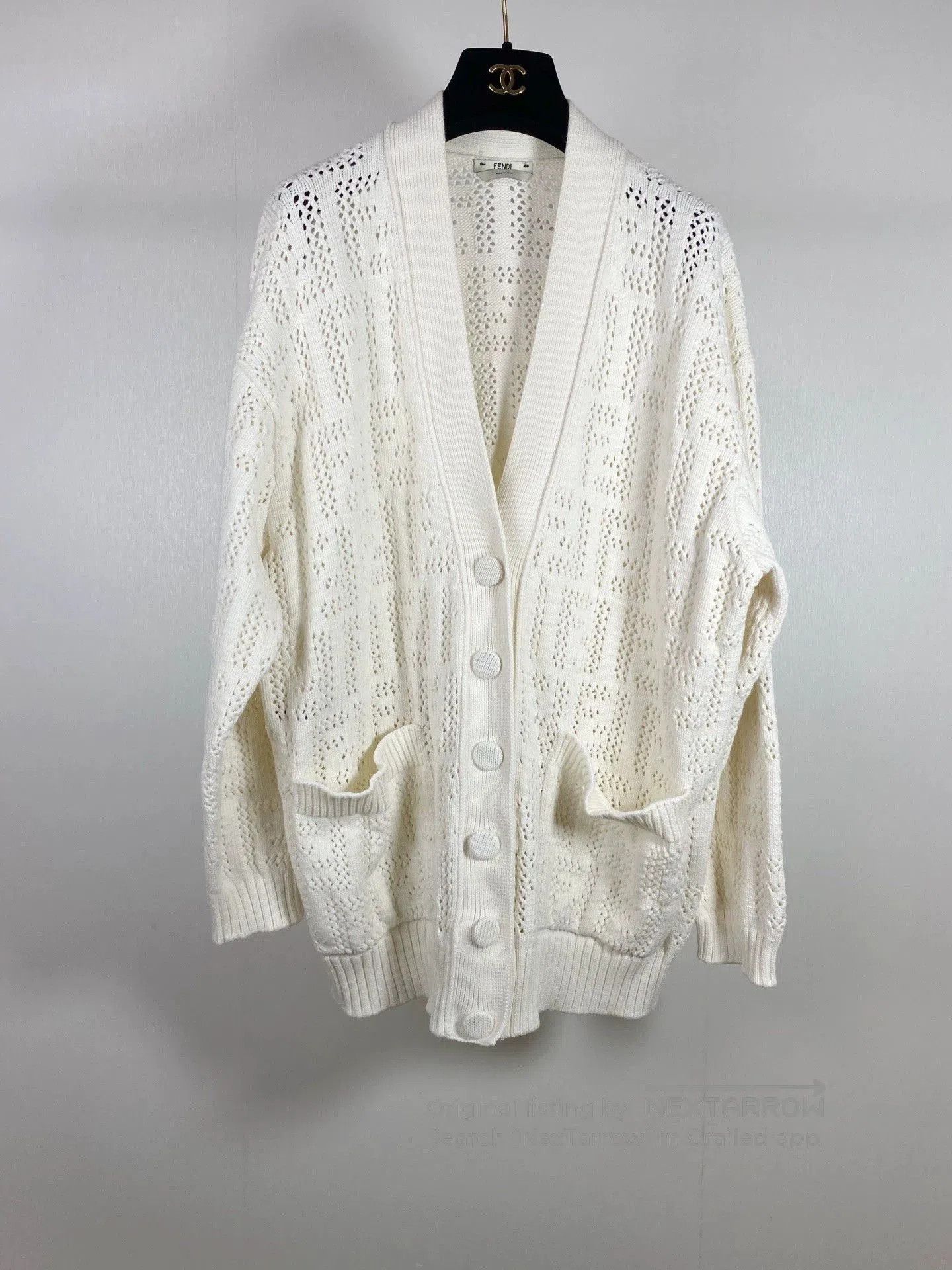 Fendi Fendi Perforated Logo Cardigan. Size US XL / EU 56 / 4 - 1 Thumbnail
