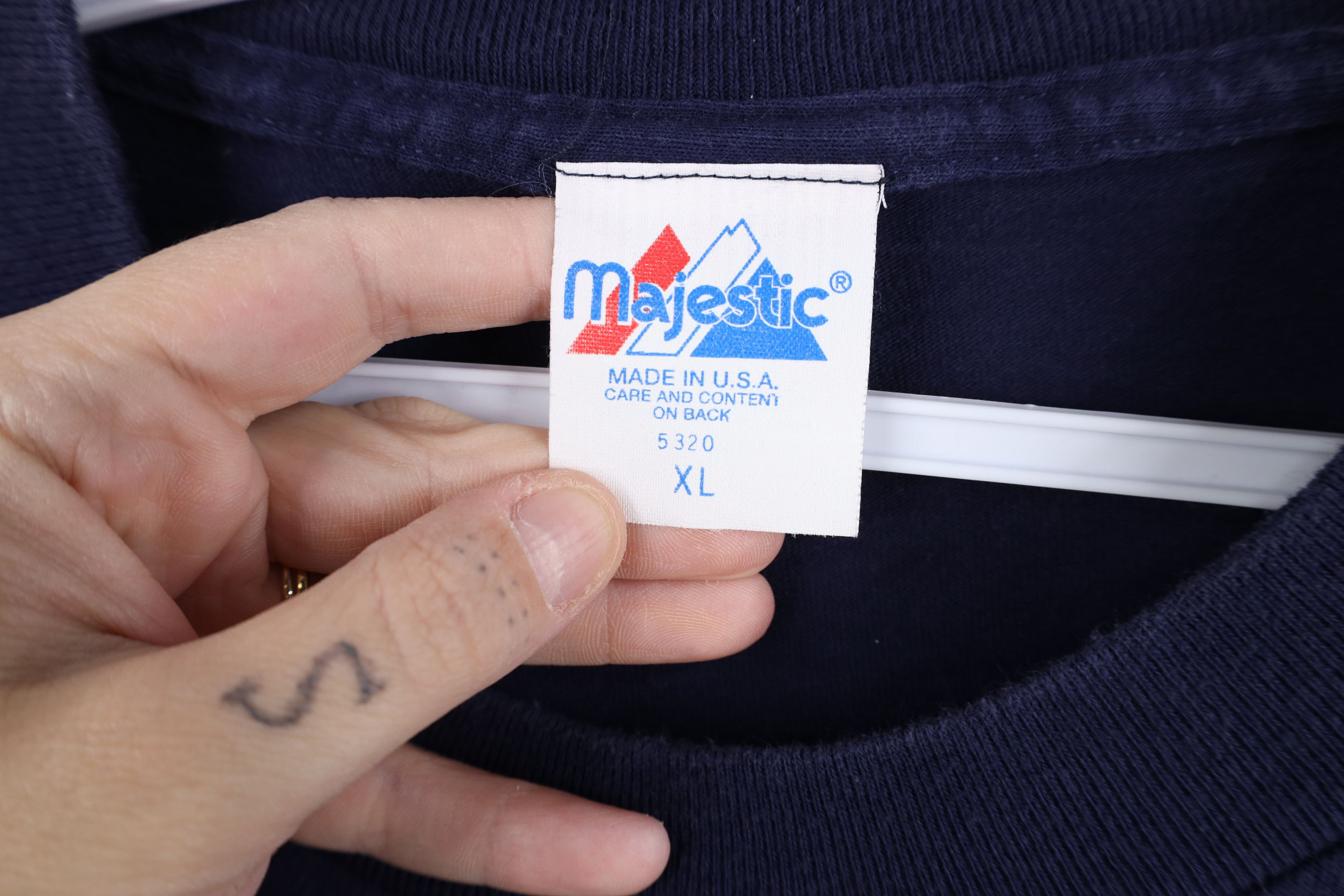Majestic Vintage 90s Majestic Football Long Sleeve T-Shirt Blue USA Size US XL / EU 56 / 4 - 9 Thumbnail