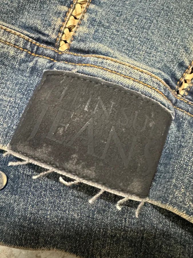 Vintage 2000s Plein Sud Laced Raw Denim Cropped Jacket Size S / US 4 / IT 40 - 9 Thumbnail