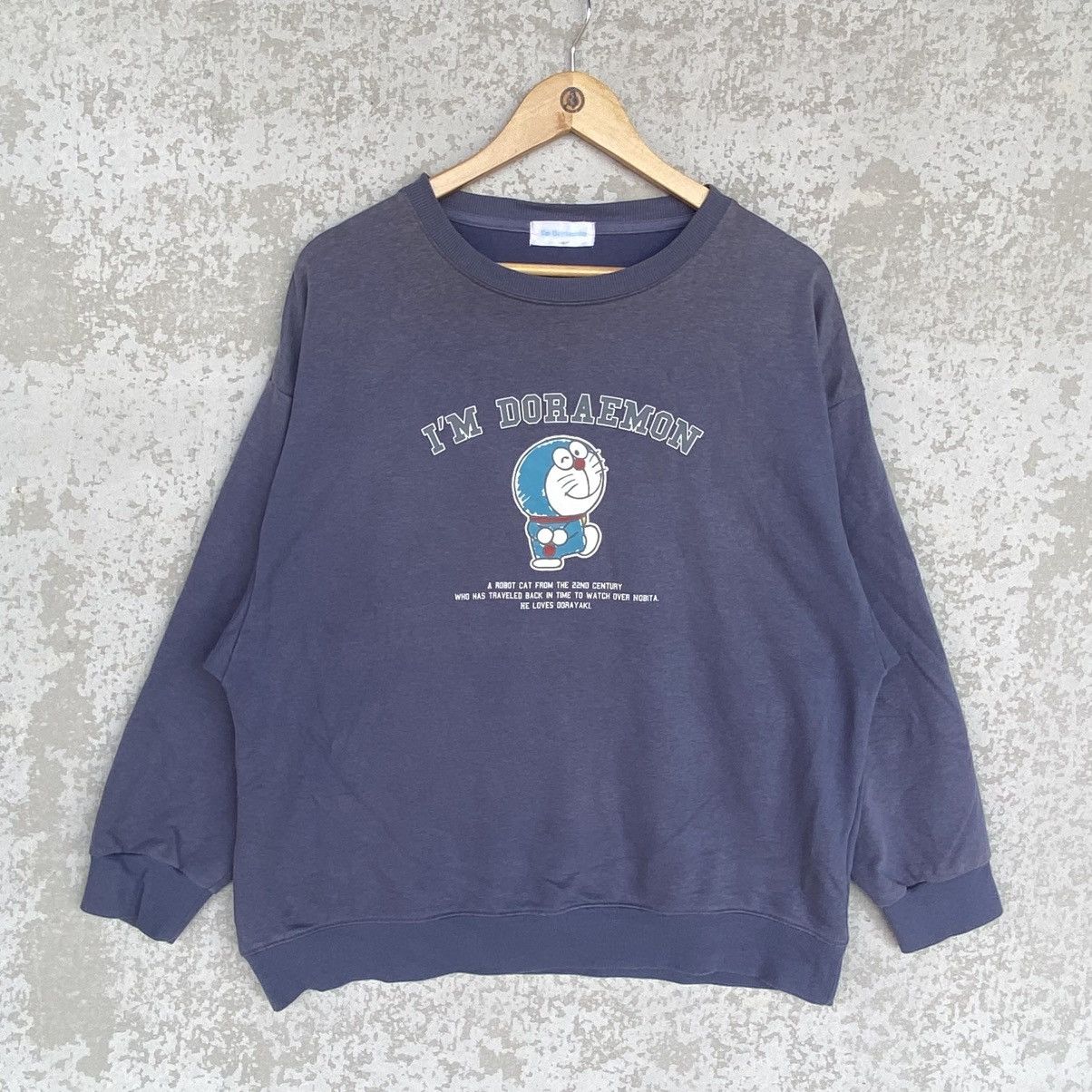 Vintage I Am Doreamon Big Printed Crewneck Sweatshirt Blue