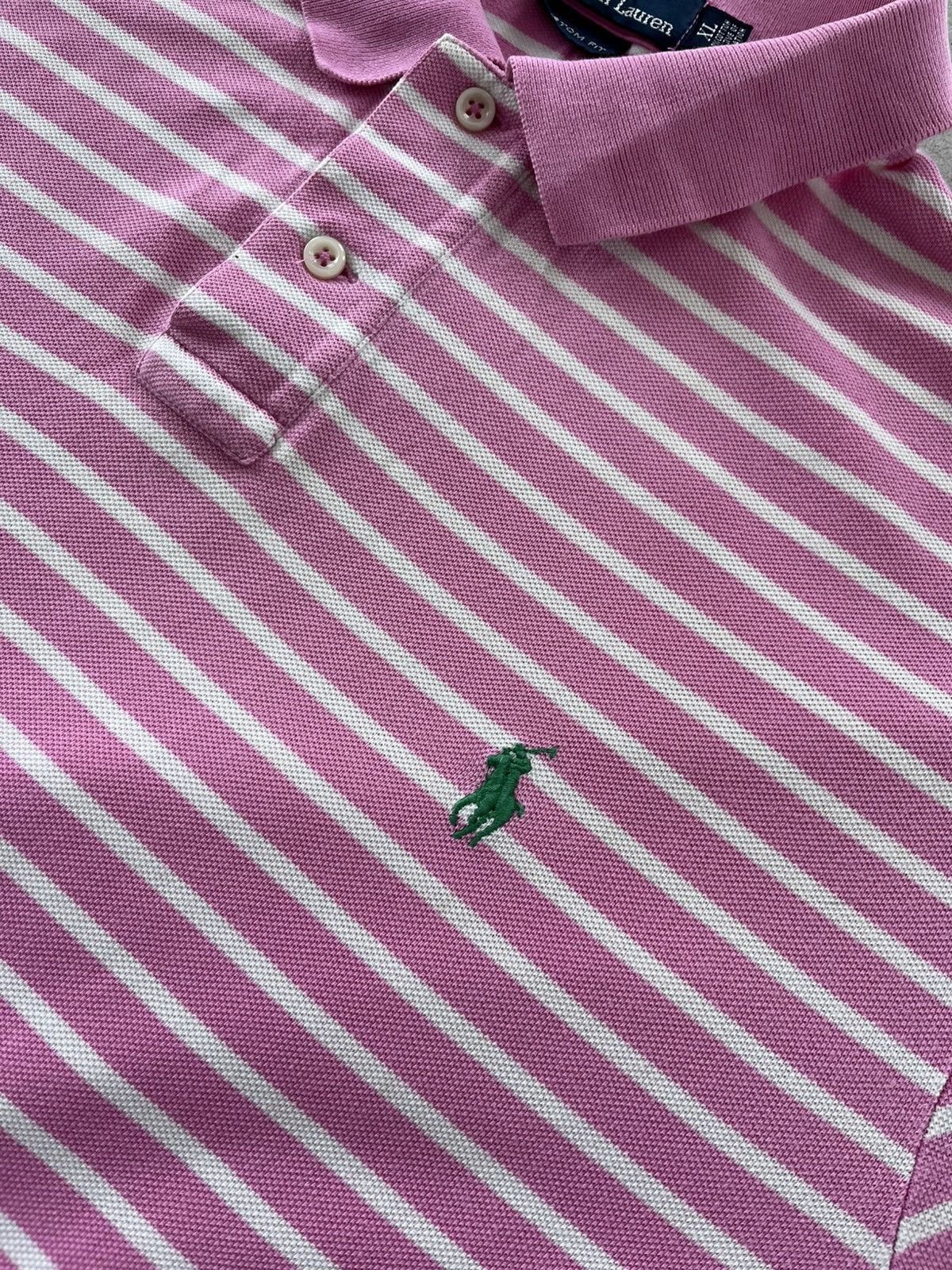Polo Ralph Lauren Vintage Polo Ralph Lauren Pink White Striped Polo Shirt Y2K Size US XL / EU 56 / 4 - 10 Thumbnail