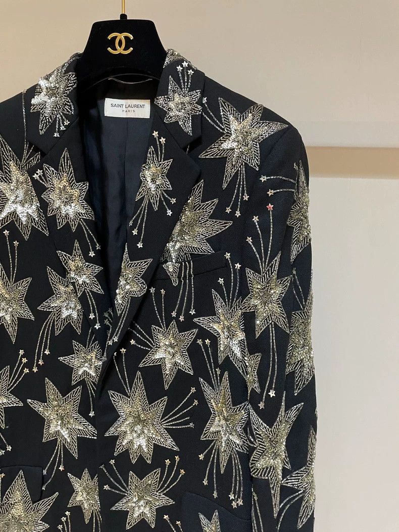 Saint Laurent Paris Saint laurent paris 2015 SS Black Fireworks blazer 2506-Nex Size 46R - 2 Thumbnail