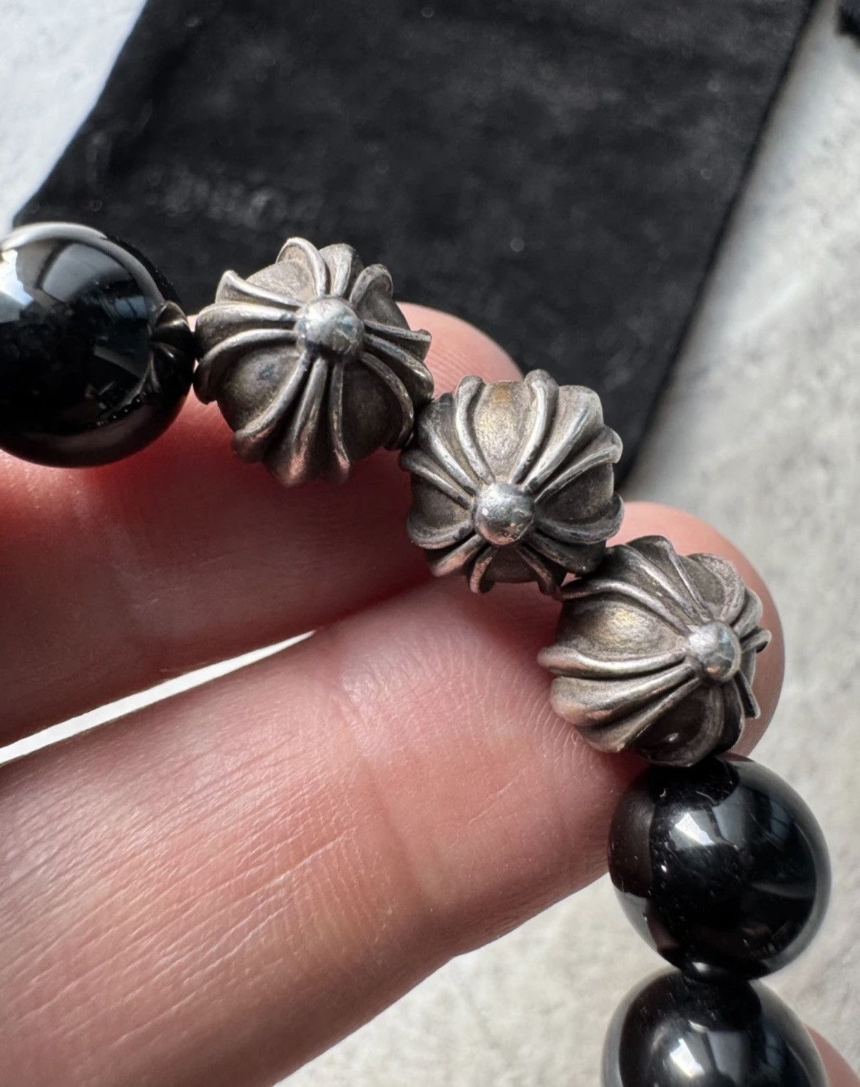 Chrome Hearts Chrome Hearts Eight Silver Beads & Obsidian Bracelet Size ONE SIZE - 4 Thumbnail