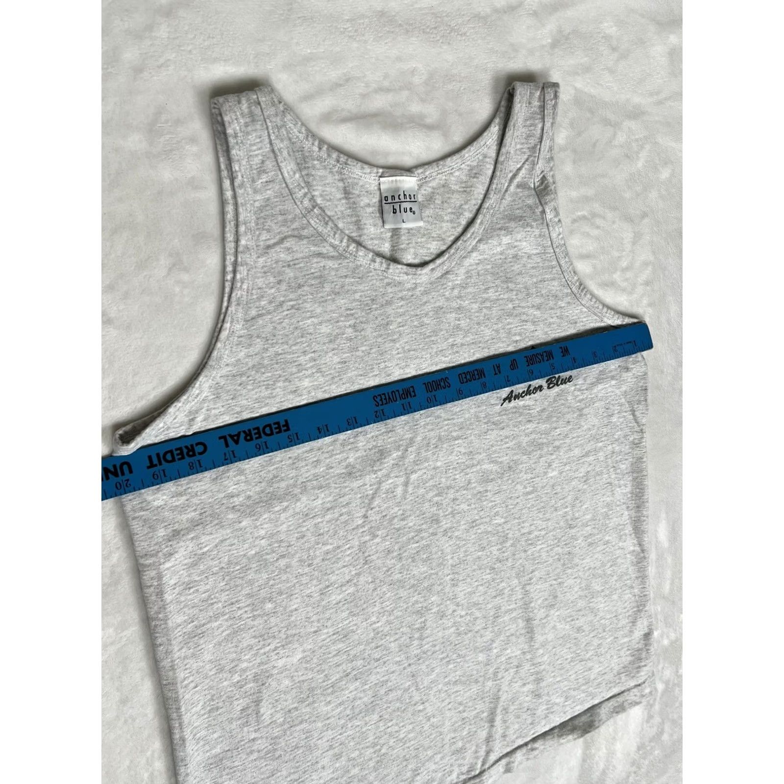Anchor Blue VINTAGE Anchor Blue Tank Top Shirt Large Gray Single Stitch Men T-Shirt 90s Beach Summer Certainly Vintage 1990s Size US L / EU 52-54 / 3 - 6 Thumbnail