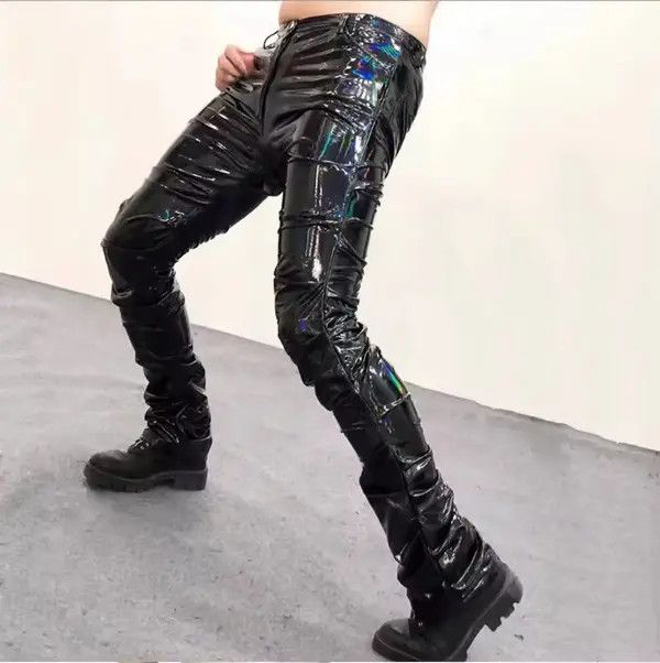 Jean Cool Black Holographic Shiny Reflective Stretchy Soft Size US 32 / EU 48 - 3 Thumbnail