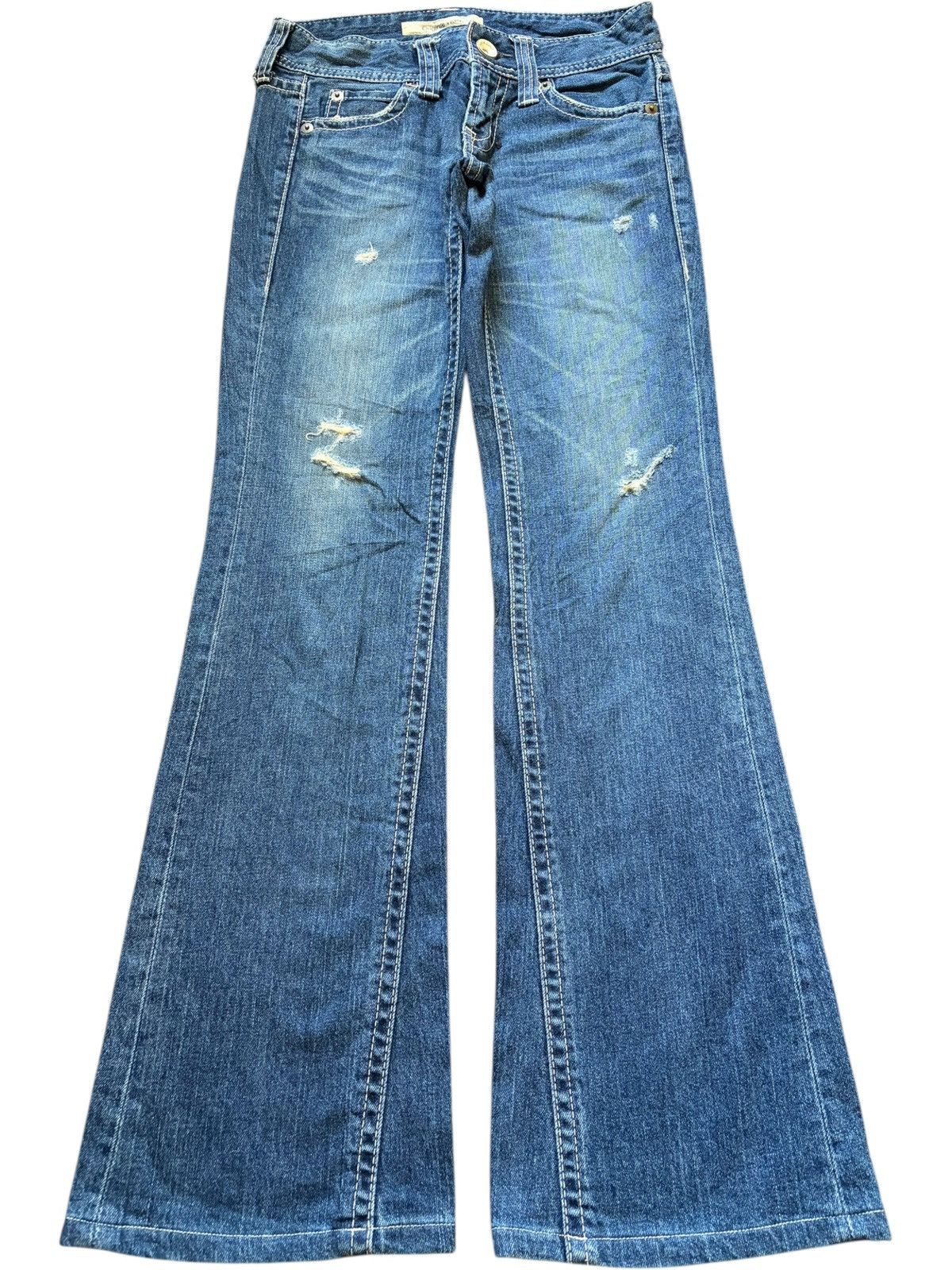 Uniqlo Vintage Japanese Uniqlo Distress Low Rise Flare Jeans Size 28" / US 6 / IT 42 - 1 Thumbnail