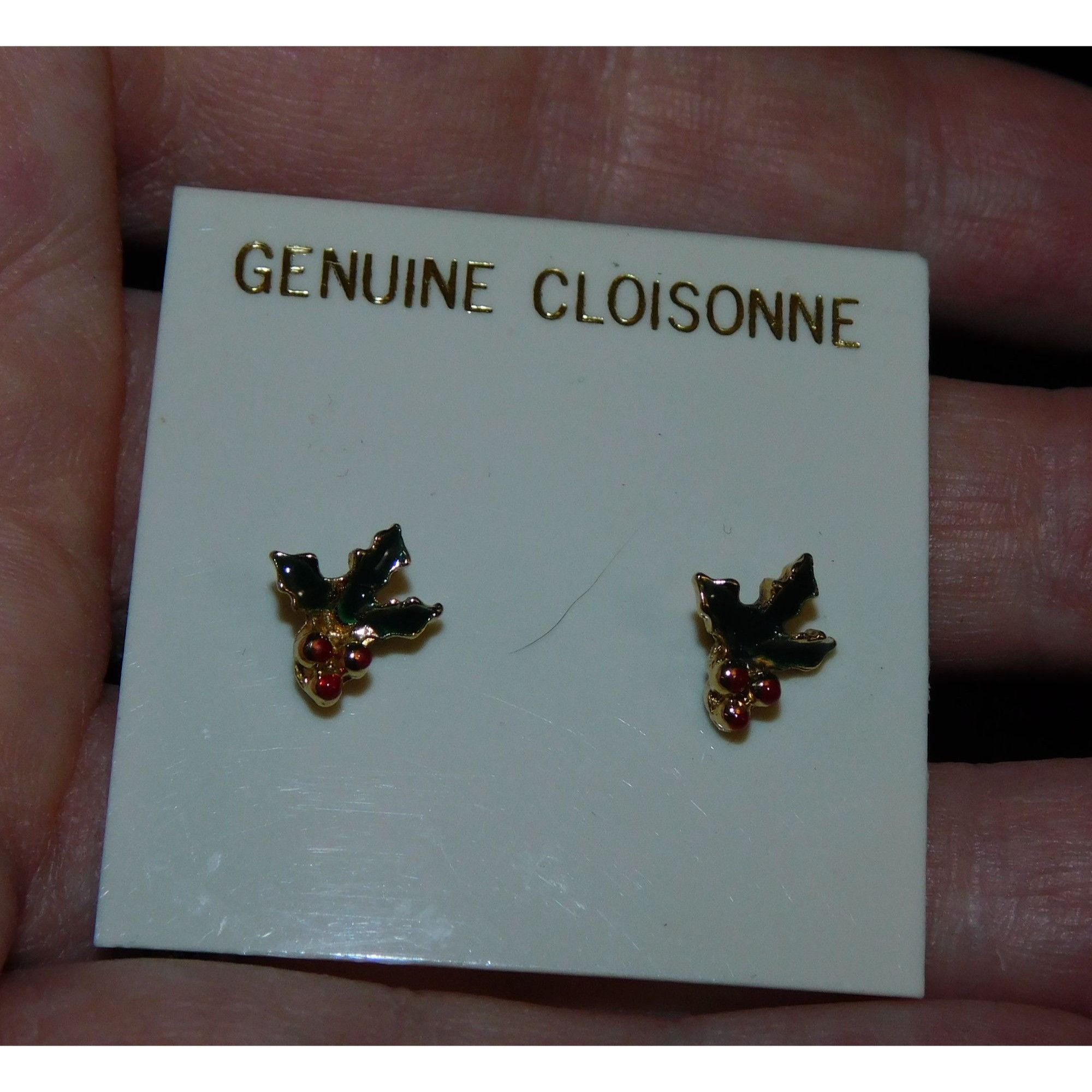 Other Vintage Genuine Cloisonne Holly Berry Post Earrings Size ONE SIZE - 6 Thumbnail