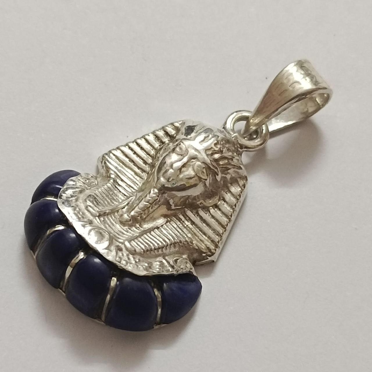 925 Silver Pharaoh Pendant with Lapis Lazuli –Egypt Jewelry