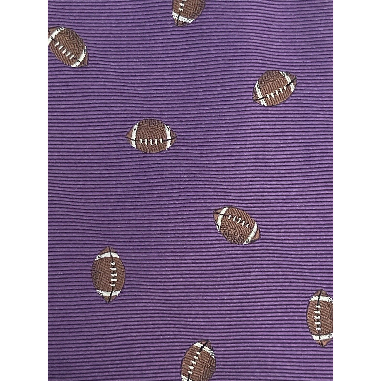 Chaps Chaps Purple Brown 100% Silk Made In China Football Print Size ONE SIZE - 9 Thumbnail