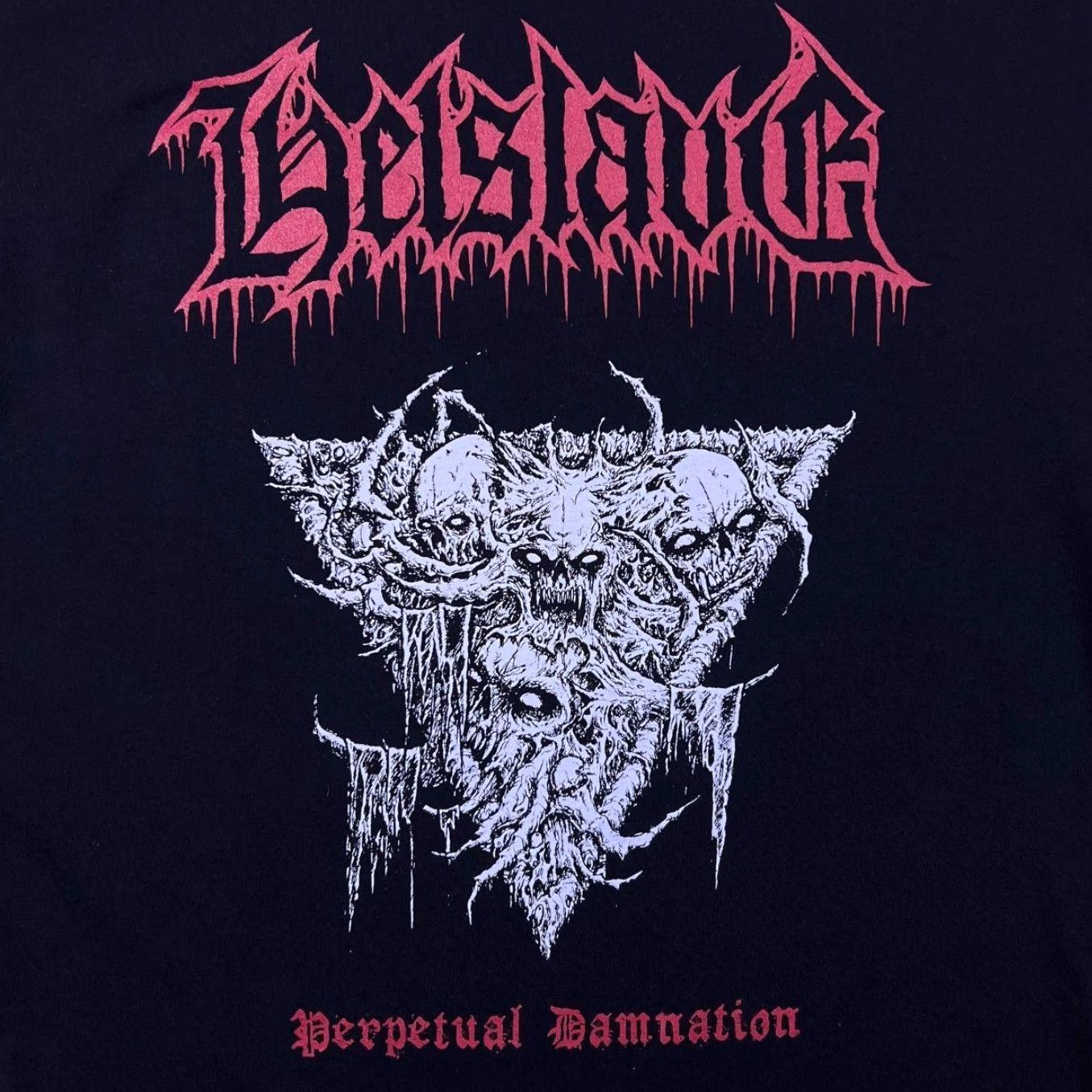 Fruit Of The Loom Helslave "Perpetual Damnation" Melodic Death Heavy Metal Band Black T-Shirt M Size US M / EU 48-50 / 2 - 3 Thumbnail