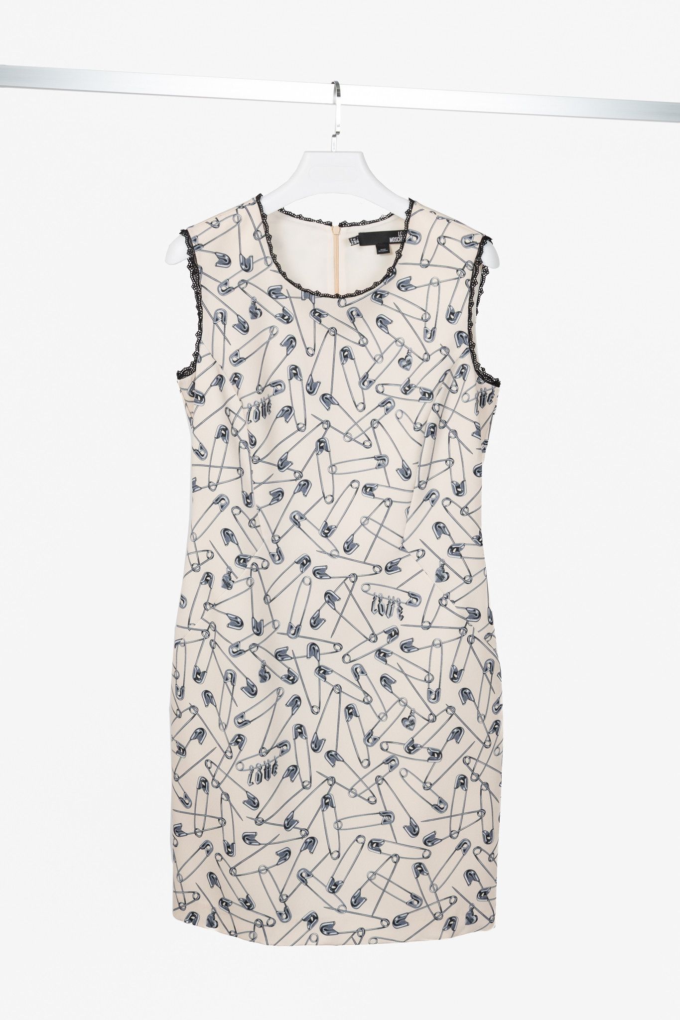 Love Moschino Love Moschino Cream Safety-Pin-Print Sheath Dress Size XL / US 12-14 / IT 48-50 - 1 Thumbnail