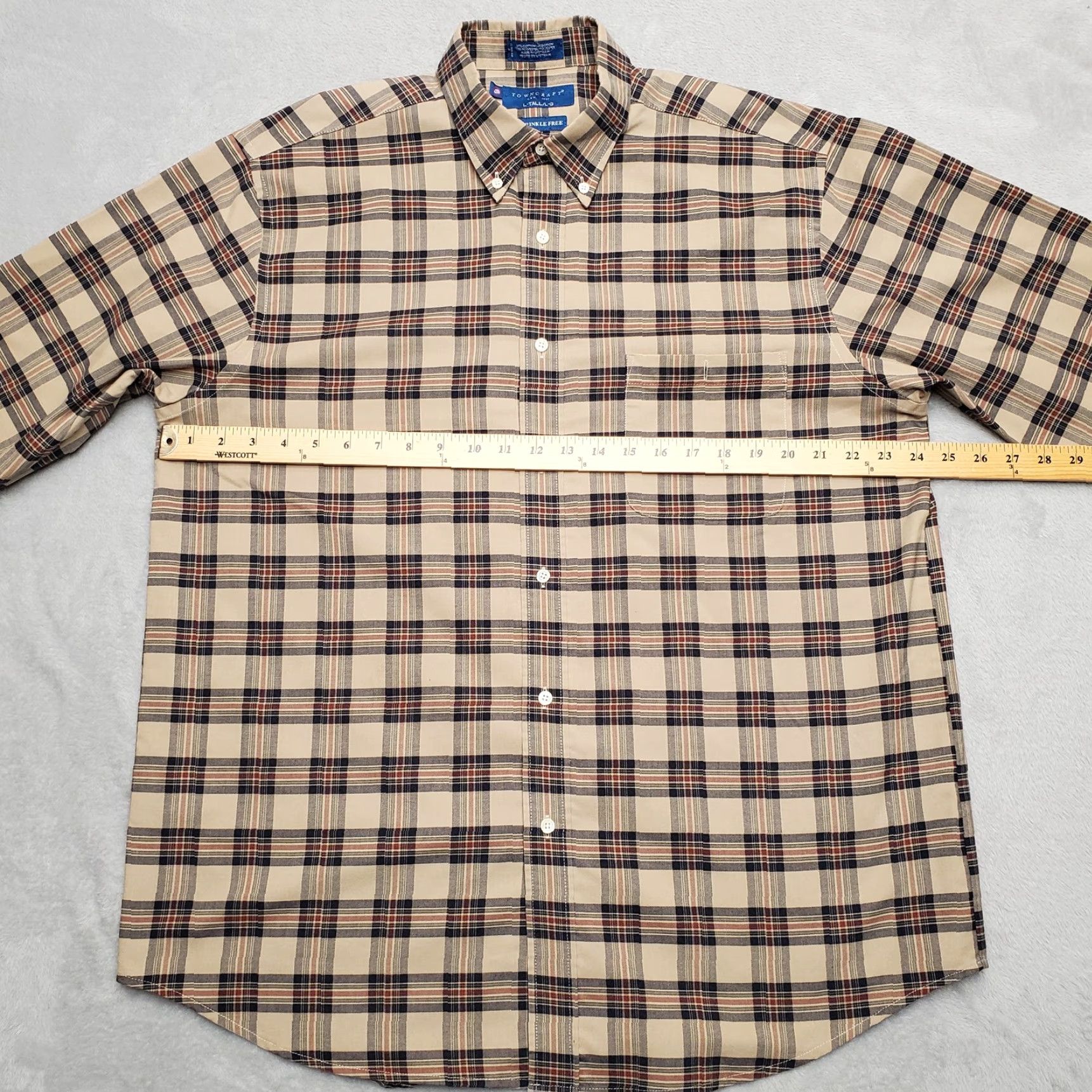 Vintage VINTAGE Towncraft Shirt Men LT Brown Plaid Button-Down Casual Dad Big & Tall Size US L / EU 52-54 / 3 - 8 Thumbnail
