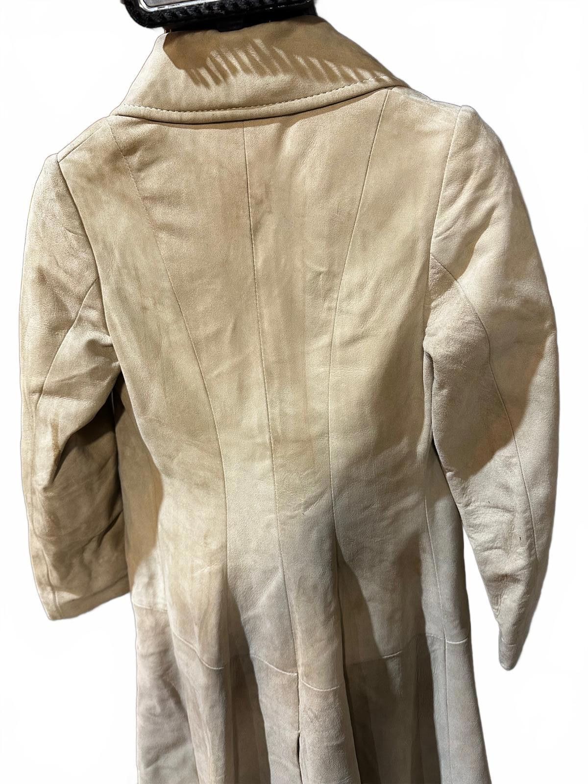 Other Vintage 70s Tan Suede Trench Coat w/ Paisley satin Lining Size XS / US 0-2 / IT 36-38 - 4 Thumbnail