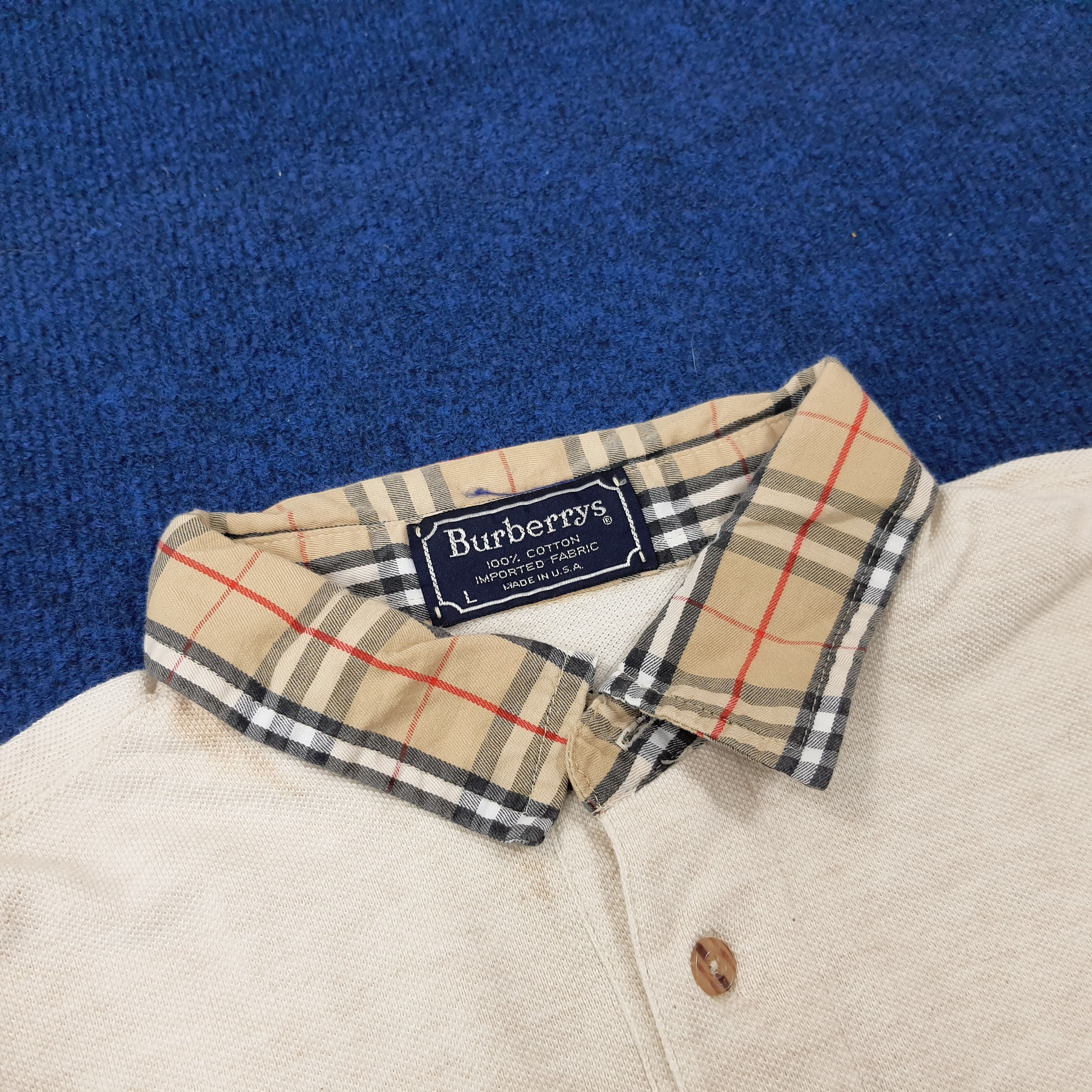Burberry × Vintage Vintage Burberrys Nova Check Designer Polo Shirt C219N74 Size US L / EU 52-54 / 3 - 4 Thumbnail