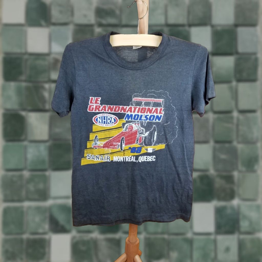 Vintage VINTAGE NHRA RACING T-SHIRT Mens SZ S Black 1988 Molson Montreal Paper Thin 2-Sided Short Sleeve Round Neck Cotton Jersey Retro Grunge USA Size US S / EU 44-46 / 1 - 1 Thumbnail
