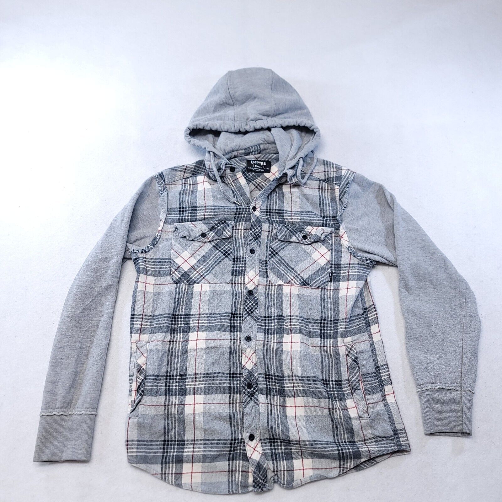 Empyre Empyre Long Sleeve Hoodie Mens Size Small S Gray Plaid Size US S / EU 44-46 / 1 - 2 Thumbnail