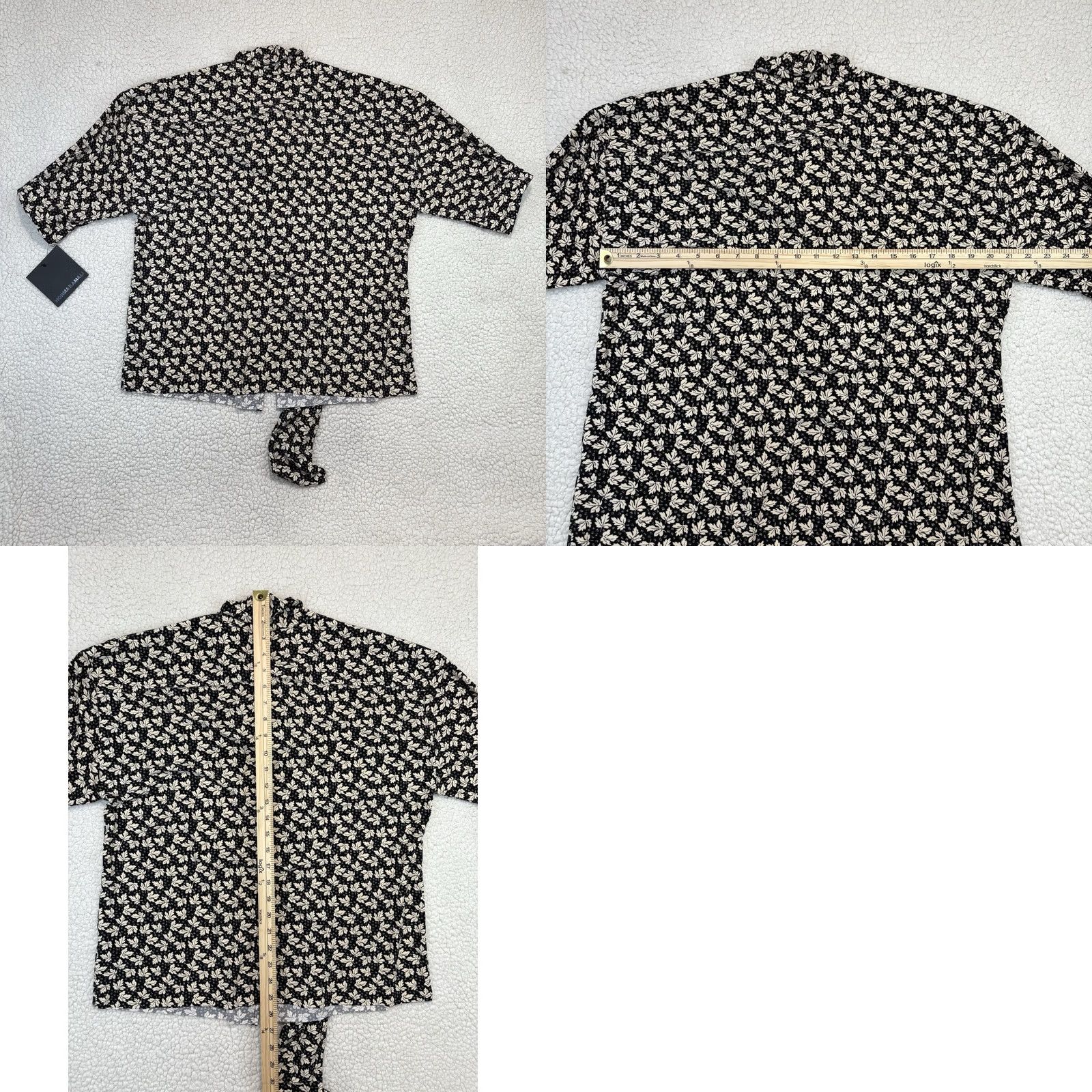 Norma Kamali Norma Kamali Blouse Puff Sleeve Scarf NWT M Black Ivory Leaves Stretch Jersey Polyester Spandex Women's Office Autumn Size M / US 6-8 / IT 42-44 - 8 Thumbnail