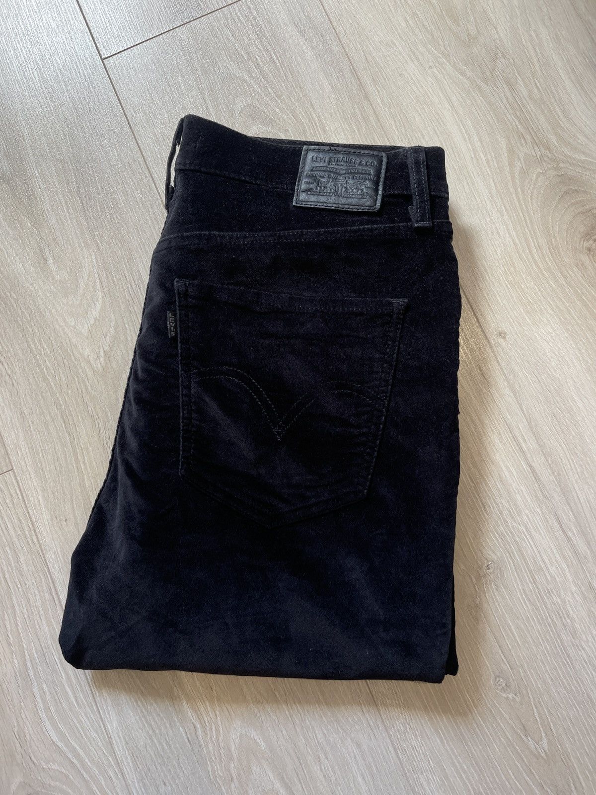 Levi's × Vintage Levi's Premium Mile High Super Skinny Black Velor Pants 32 Size 32" / US 10 / IT 46 - 18 Thumbnail