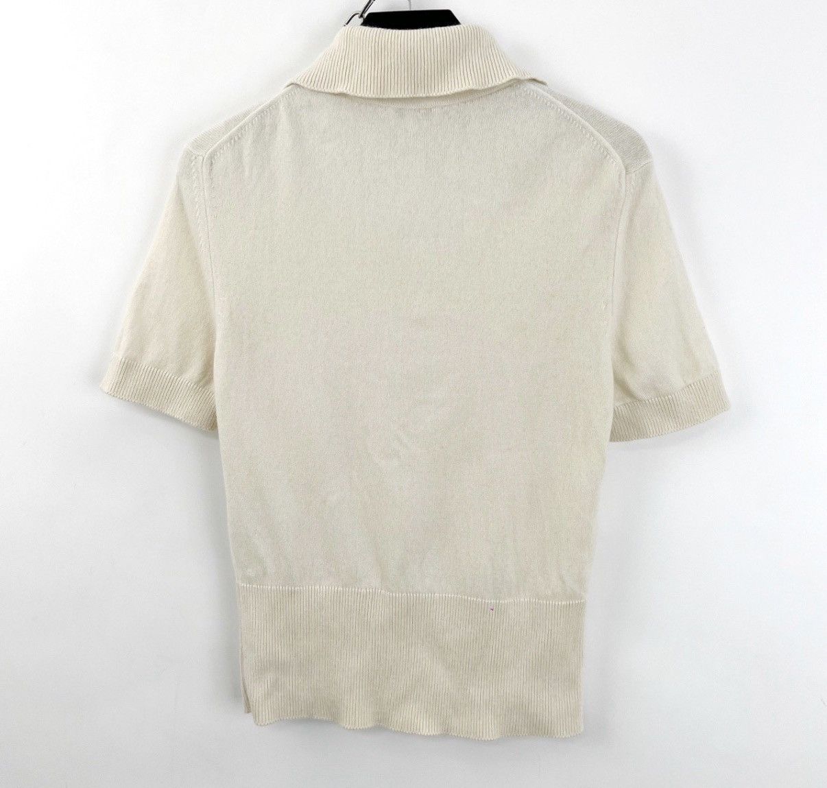 Chanel Chanel/Off-White Pearl Button Lapel Knit Short Sleeve K12 Size XXS / US 00 / IT 34 - 2 Thumbnail