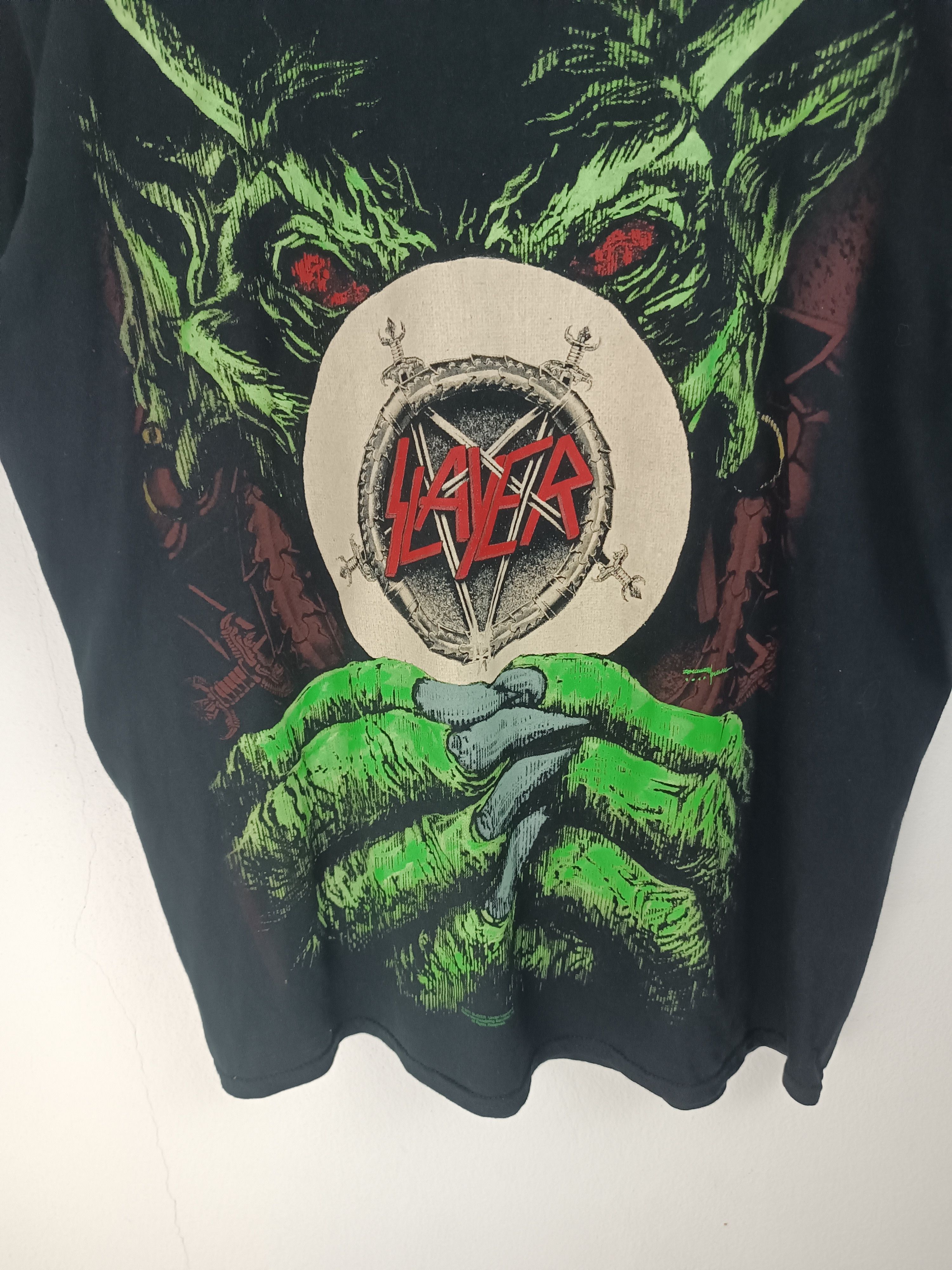 Band Tees VINTAGE SLAYER ROOT OF ALL EVIL GREEN MONSTER TEE RARE Size US M / EU 48-50 / 2 - 7 Thumbnail