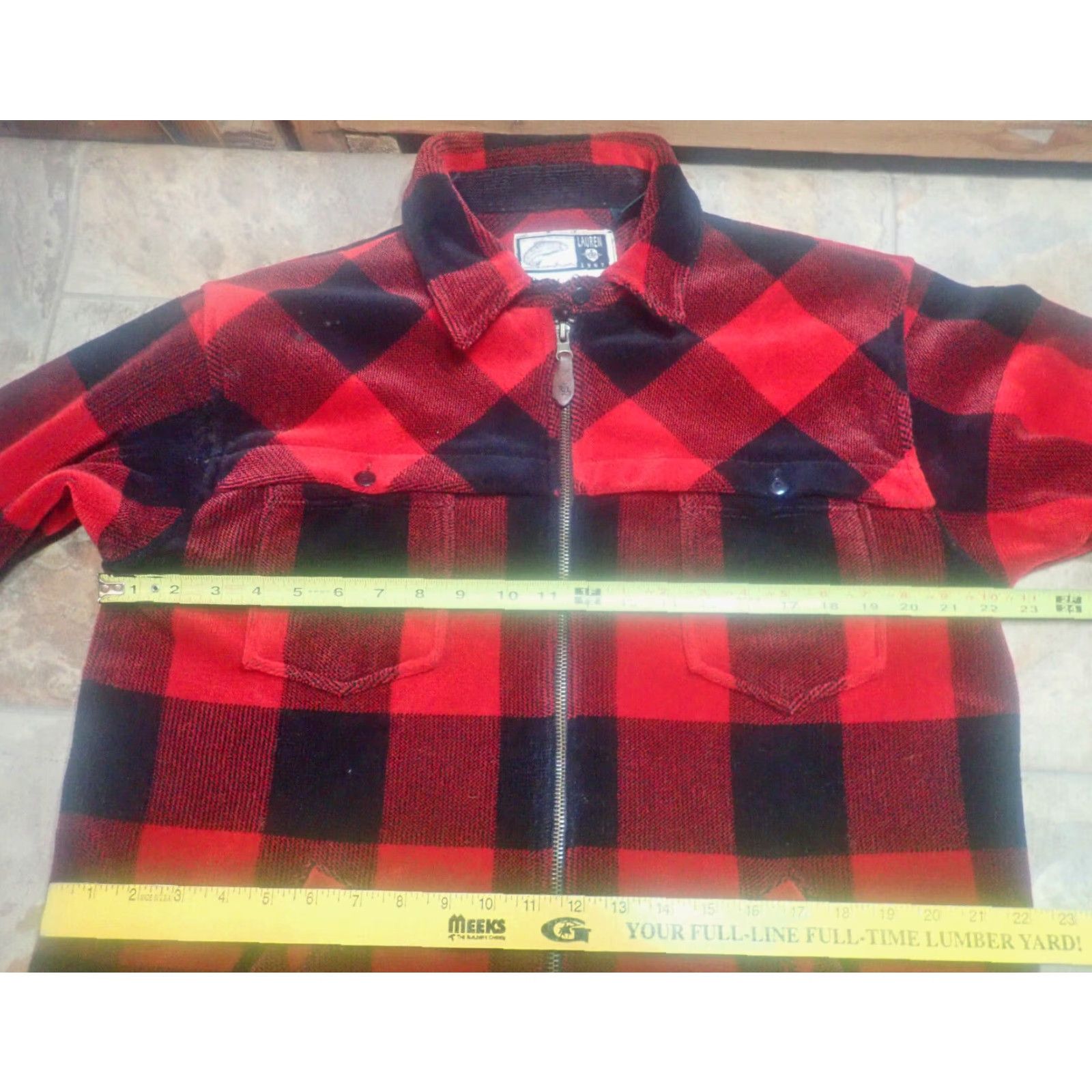 Ralph Lauren VINTAGE Ralph Lauren 1967 Buffalo Plaid Work Jacket Chore Men's Small Red Black USA Size US S / EU 44-46 / 1 - 5 Thumbnail