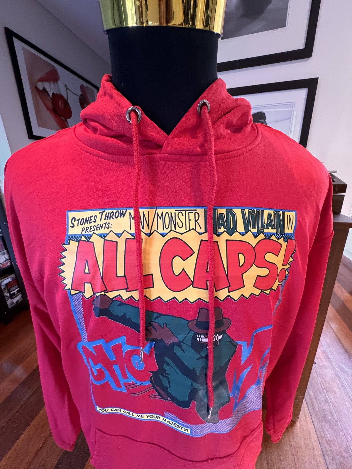 MF Doom MF DOOM ALL CAPS Cotton Blend Red Chest Print Hoodie Size L Size US XL / EU 56 / 4 - 3 Thumbnail