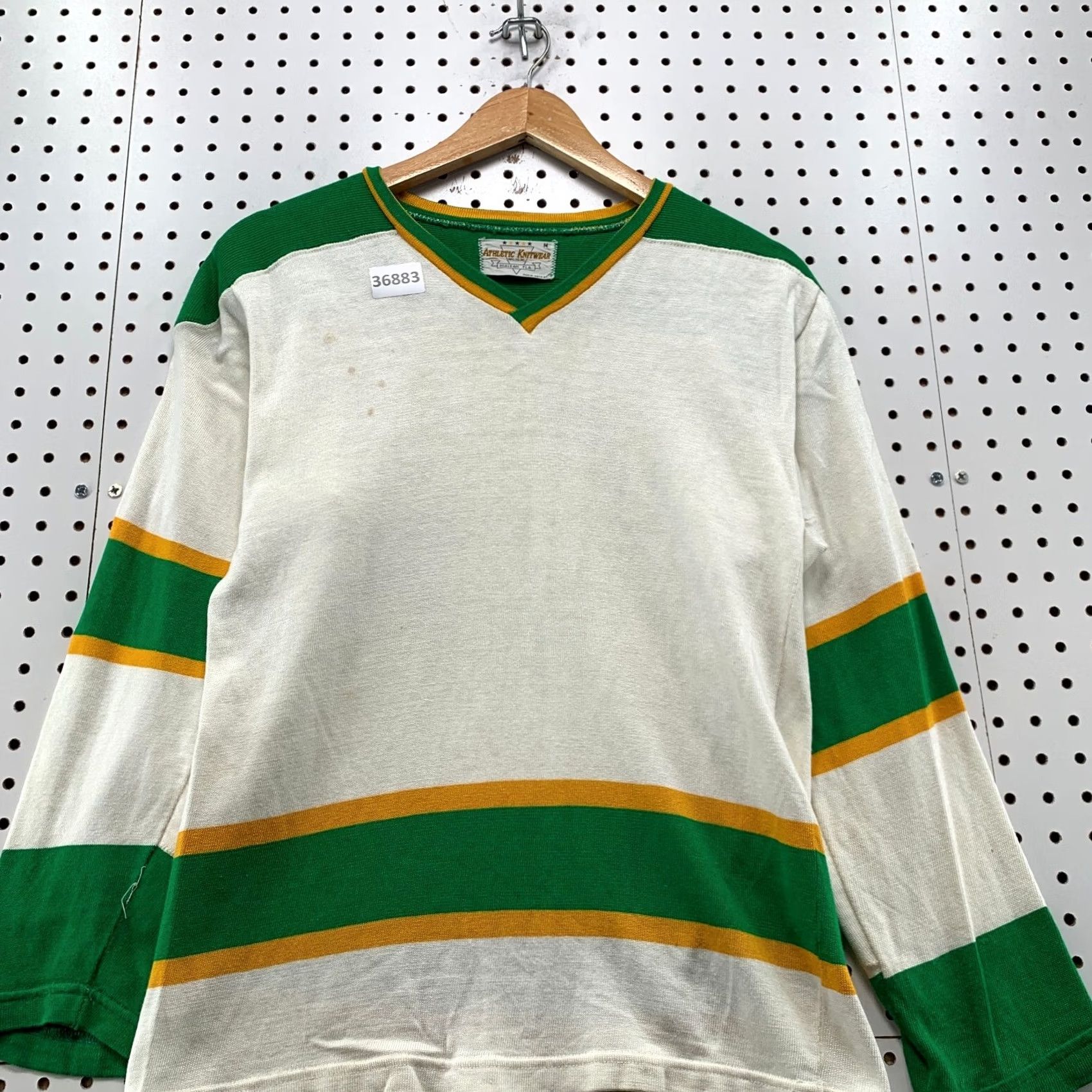 Vintage Athletic Knitwear Hockey Jersey Mens Medium White Green #9 USA VTH 60s 17x26 Size US M / EU 48-50 / 2 - 7 Thumbnail