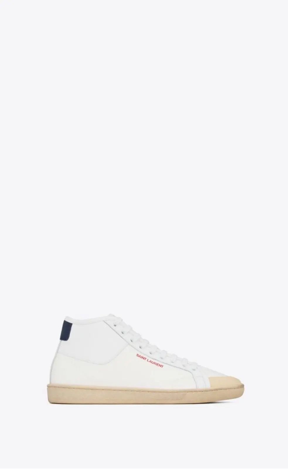 Saint Laurent Paris o1b1hav111224 Court Classic SL/39 Mid Top Sneakers in White Size US 5.5 / IT 35.5 - 1 Thumbnail