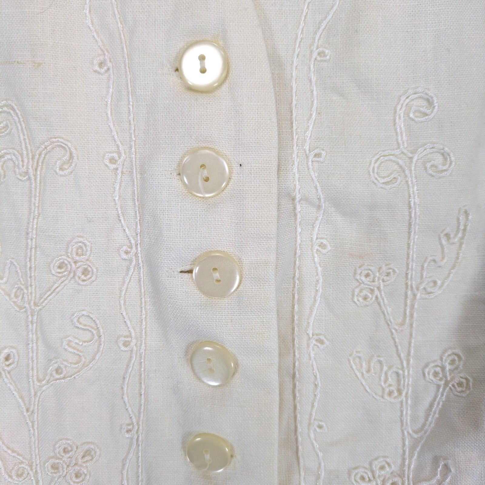 Vintage Stephanie Andrews Women's M Cream Linen Embroidered Vest Size M / US 6-8 / IT 42-44 - 5 Thumbnail