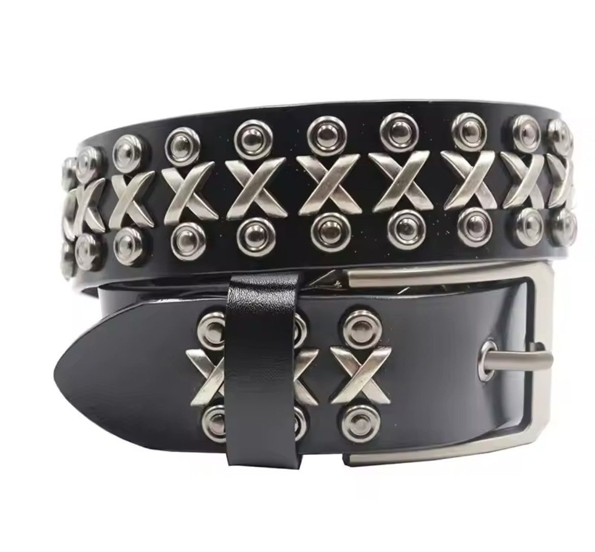 Japanese Brand Genuine Leather Punk Rivet Belts Size ONE SIZE - 1 Thumbnail
