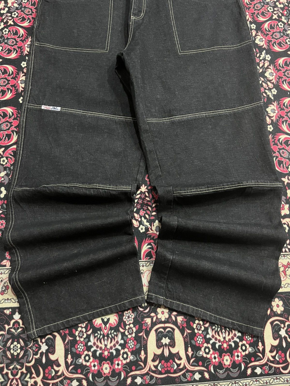 JNCO ⚡️Baggy⚡️Vintage Raw Blue Company Dark Washed Graffiti Jeans Size US 42 / EU 58 - 10 Thumbnail