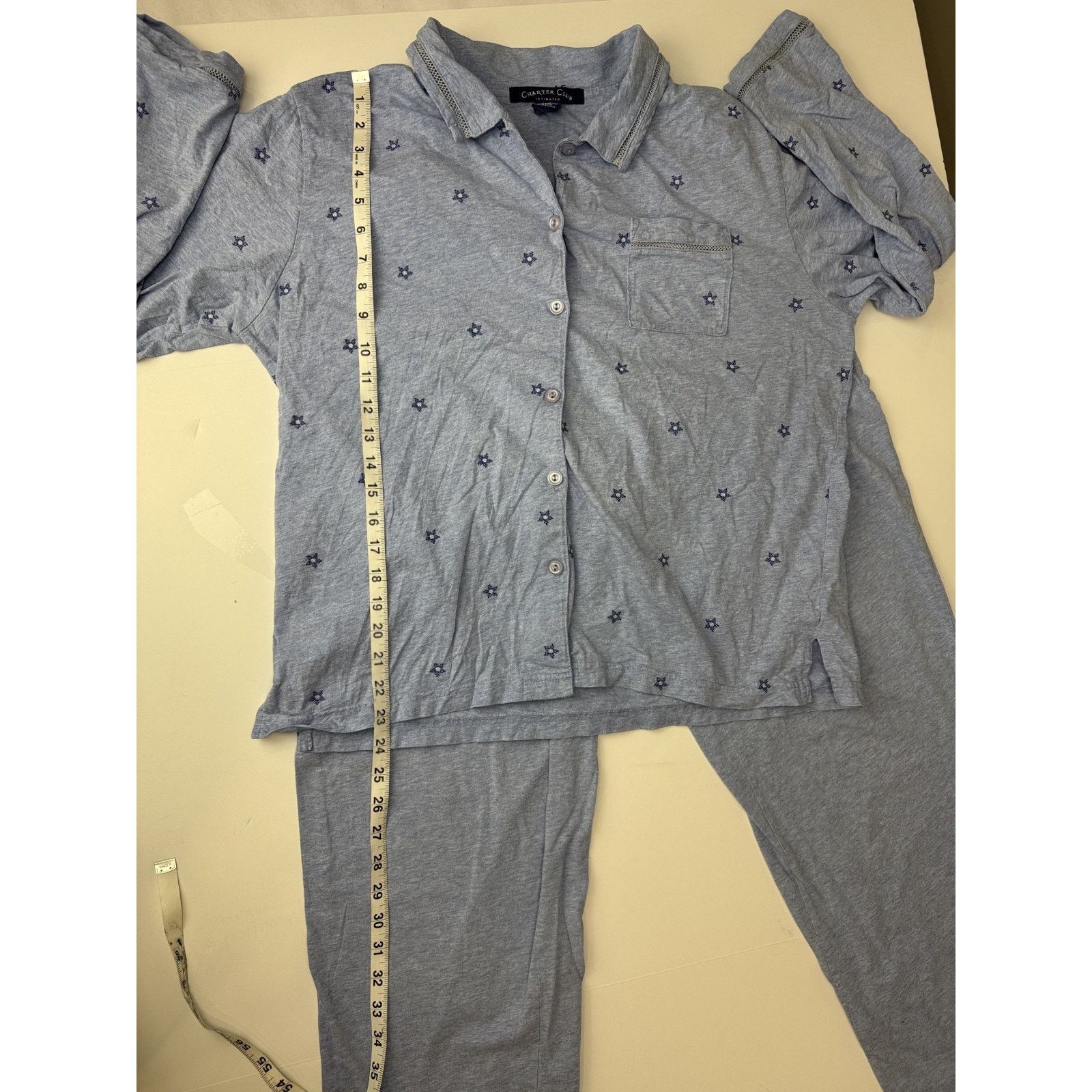 Other Charter Club Women's Pajamas Set 100% Cotton Blue Medium Size ONE SIZE - 3 Thumbnail