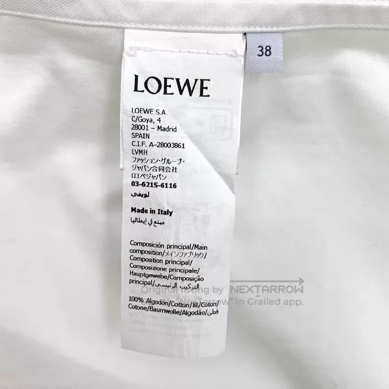 Loewe Loewe White Logo Printed Cotton Collar Long Sleeve Button- Size XS / US 0-2 / IT 36-38 - 6 Thumbnail