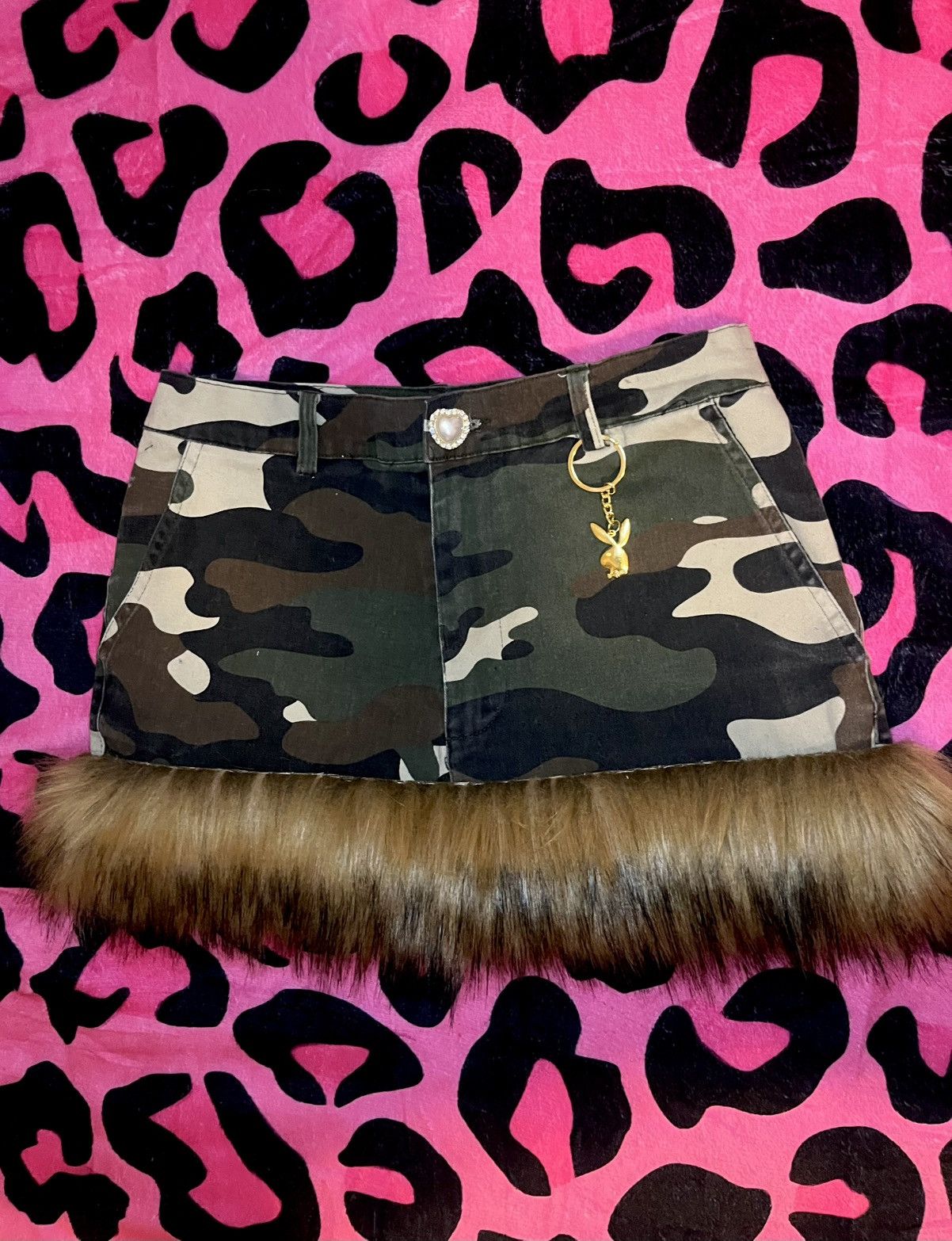 Handmade Camo mini fur skirt Size 27" / US 4 / IT 40 - 1 Thumbnail