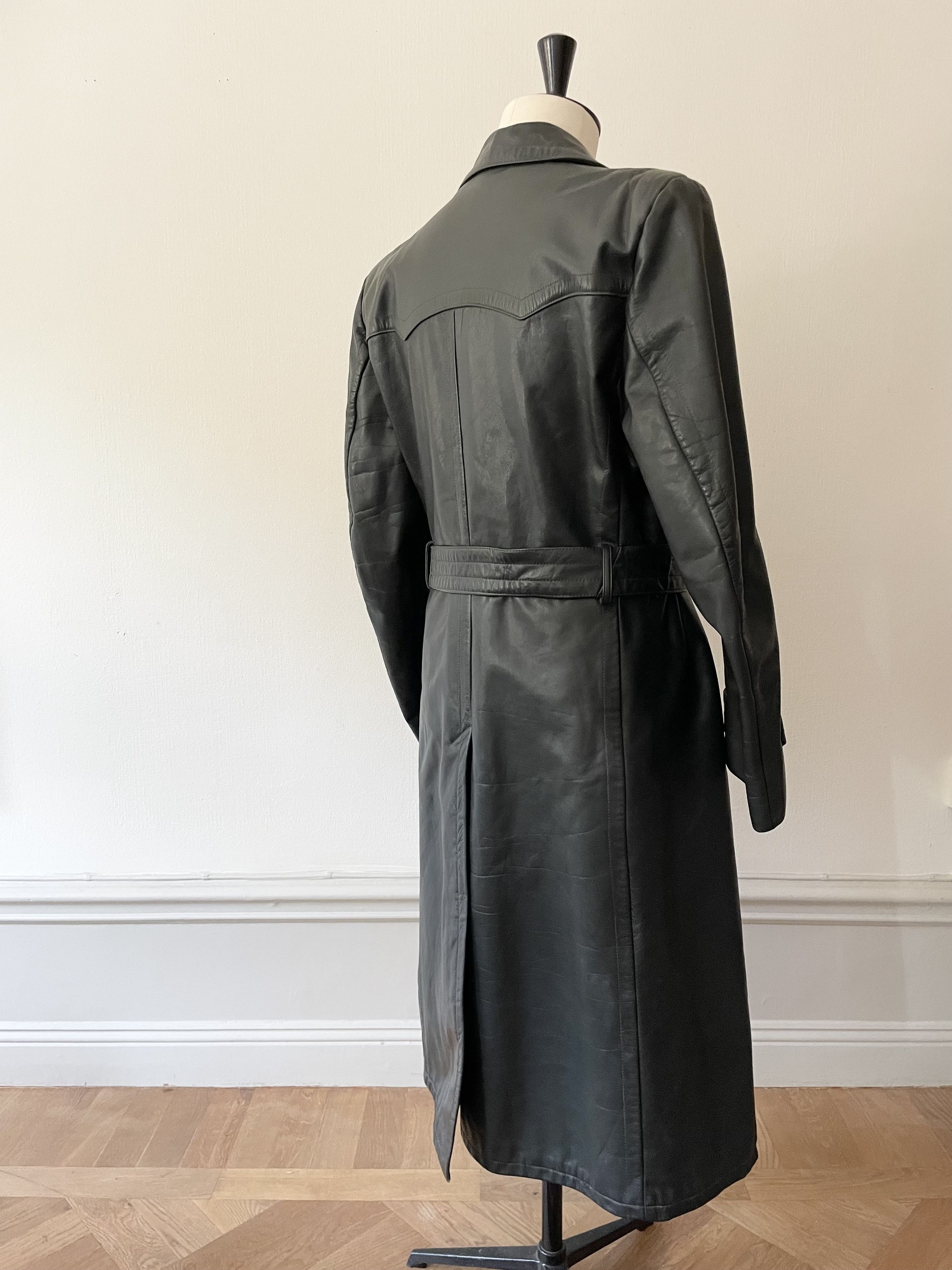 Vintage 1930's German Police Officer Leather Coat - Large Size US L / EU 52-54 / 3 - 8 Thumbnail