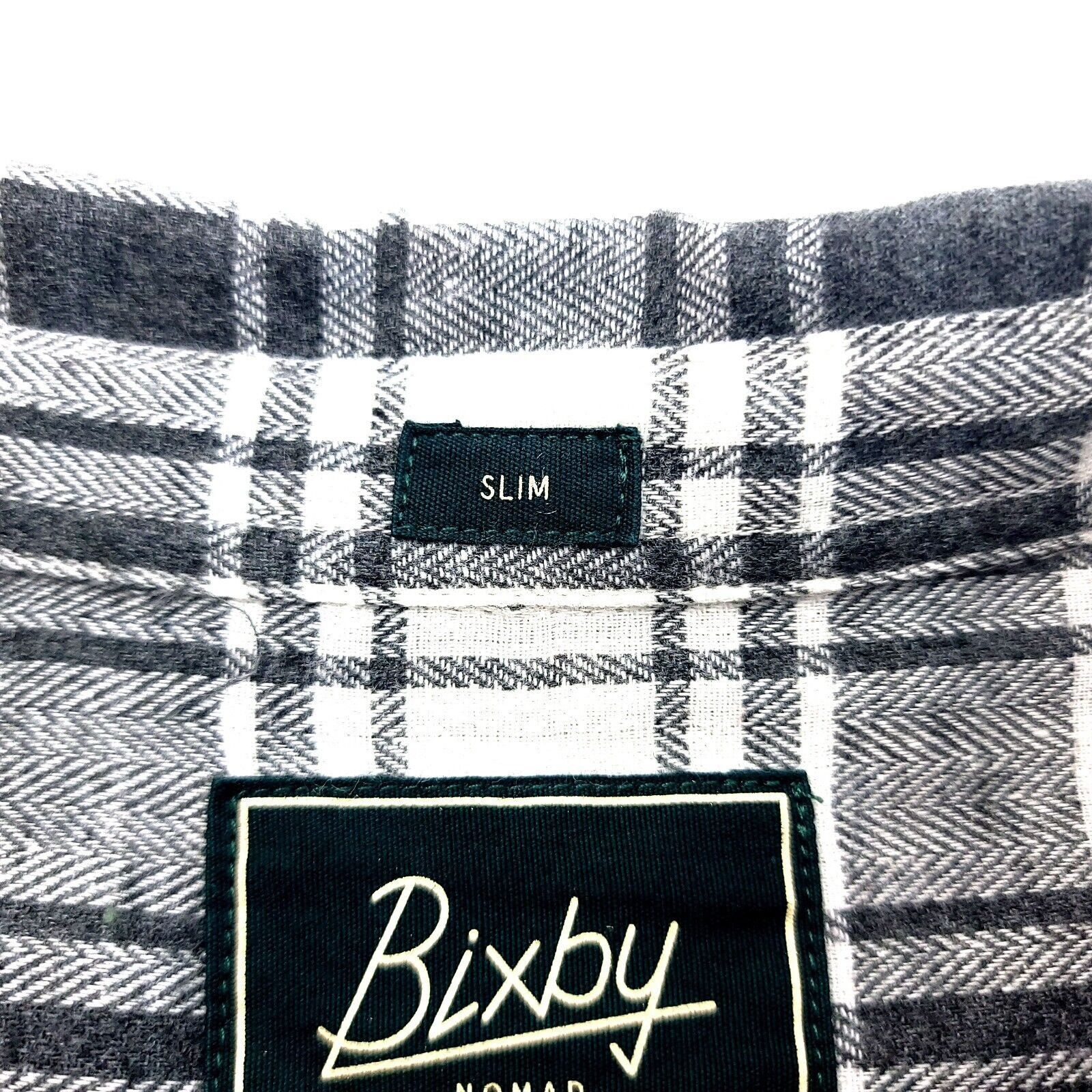 Designer Bixby Medium Slim Gray White Plaid Button Front Flannel Coll Size US M / EU 48-50 / 2 - 8 Thumbnail