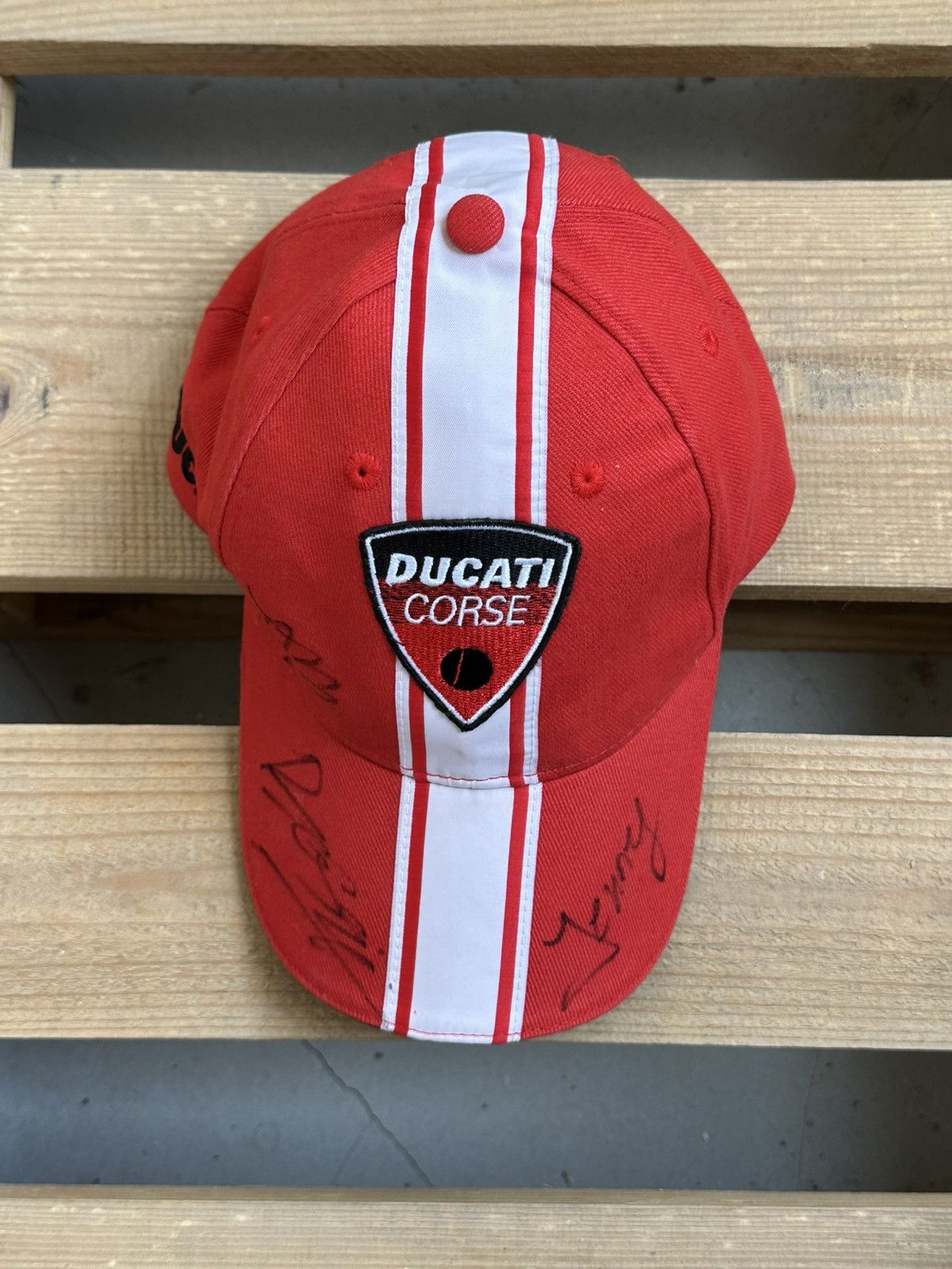 Ducati Vintage Ducati Corse Logo Stripped Red Signature Cap Size ONE SIZE - 6 Thumbnail