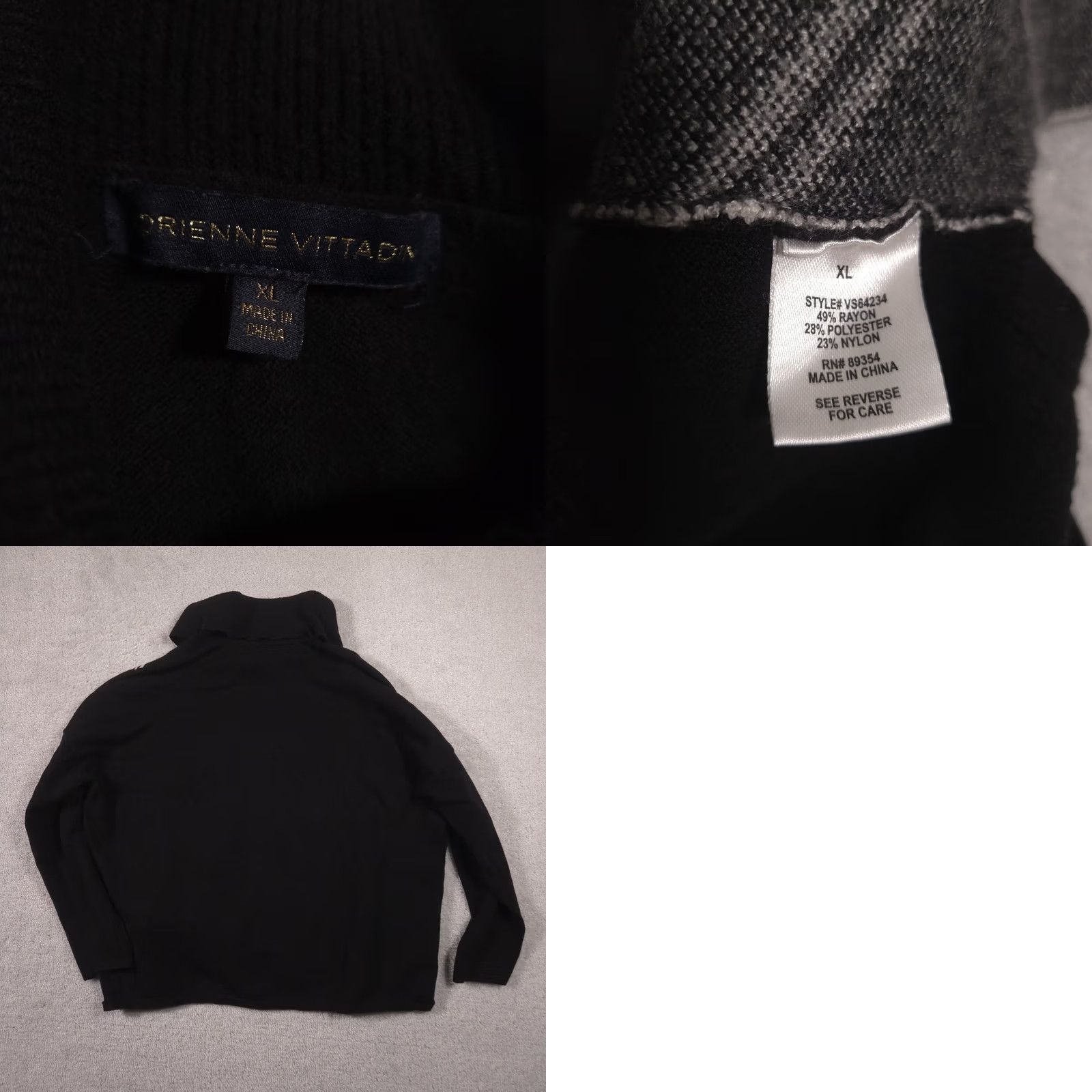 Vintage Adrienne Vittadini Sweater Womens XL Black Cowl Neck Argyle Knit Pullover Size XL / US 12-14 / IT 48-50 - 8 Thumbnail