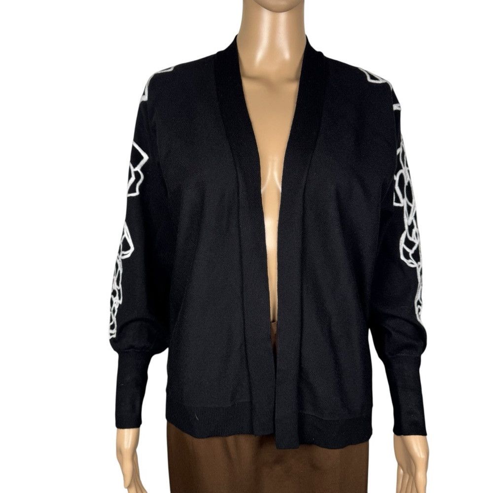 Chicos New Chico's Soutache Open Front Black Cardigan Size 0 US S Size S / US 4 / IT 40 - 1 Thumbnail